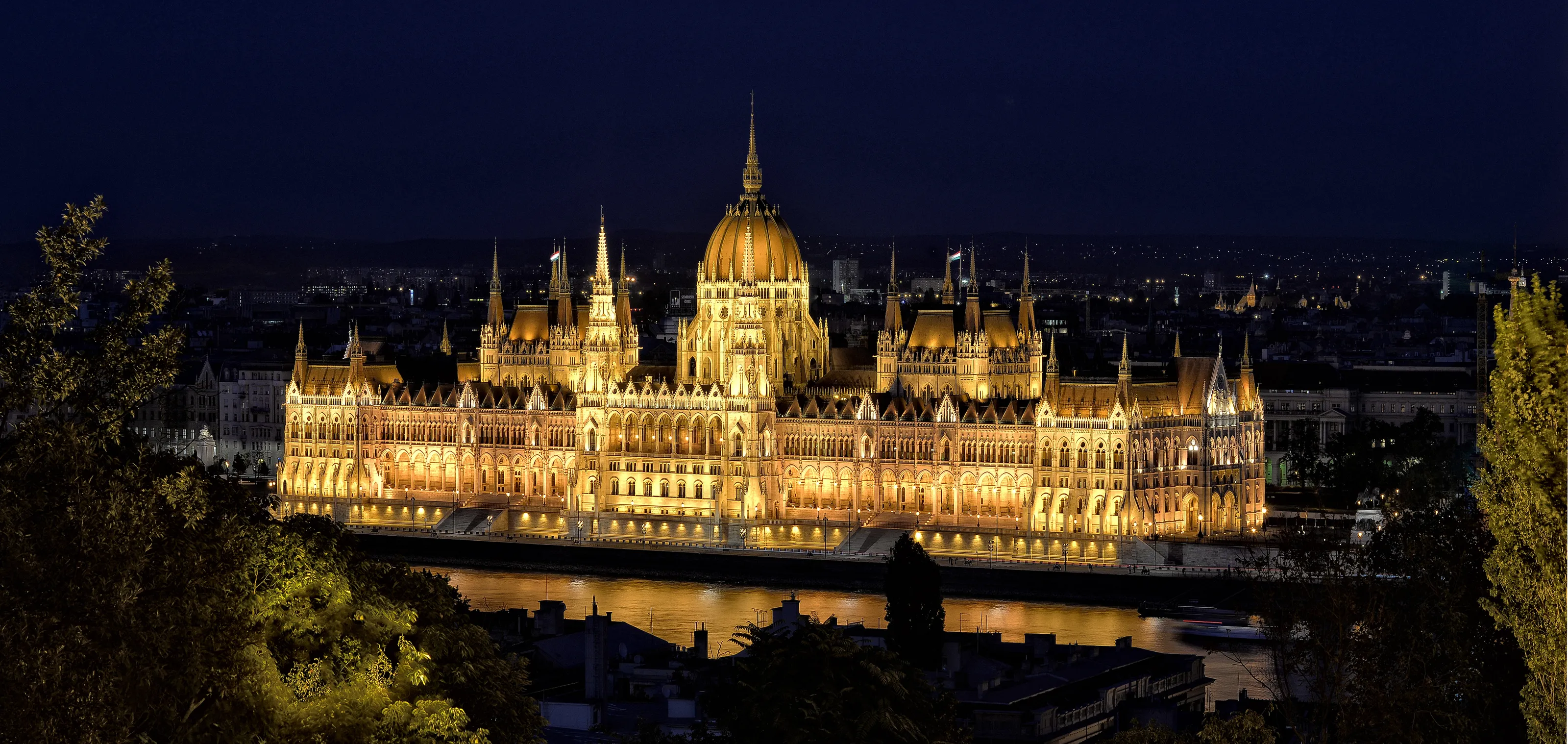 Buildings Illuminated at Night (not twilight)