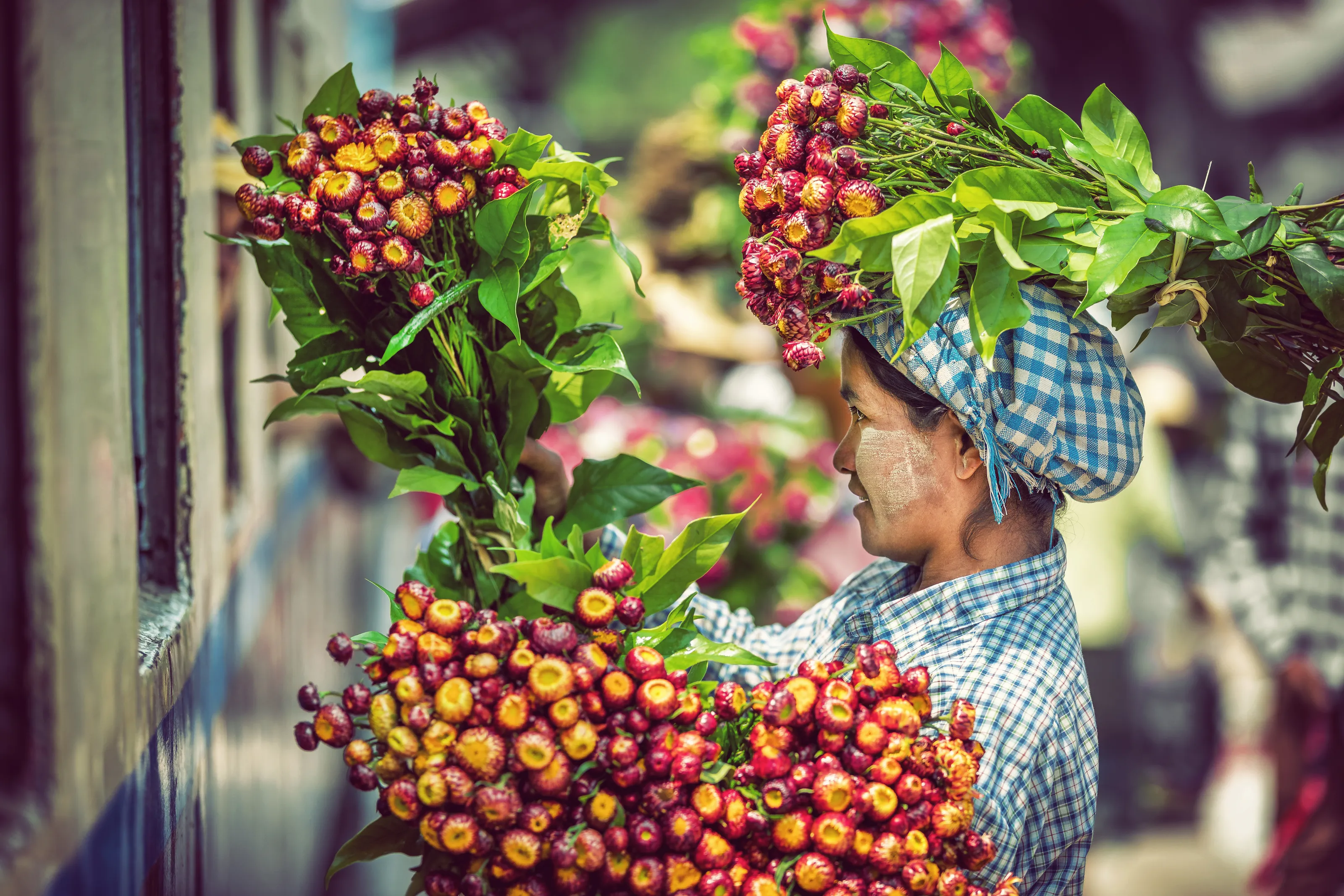 Flowers or Plants on People's Head