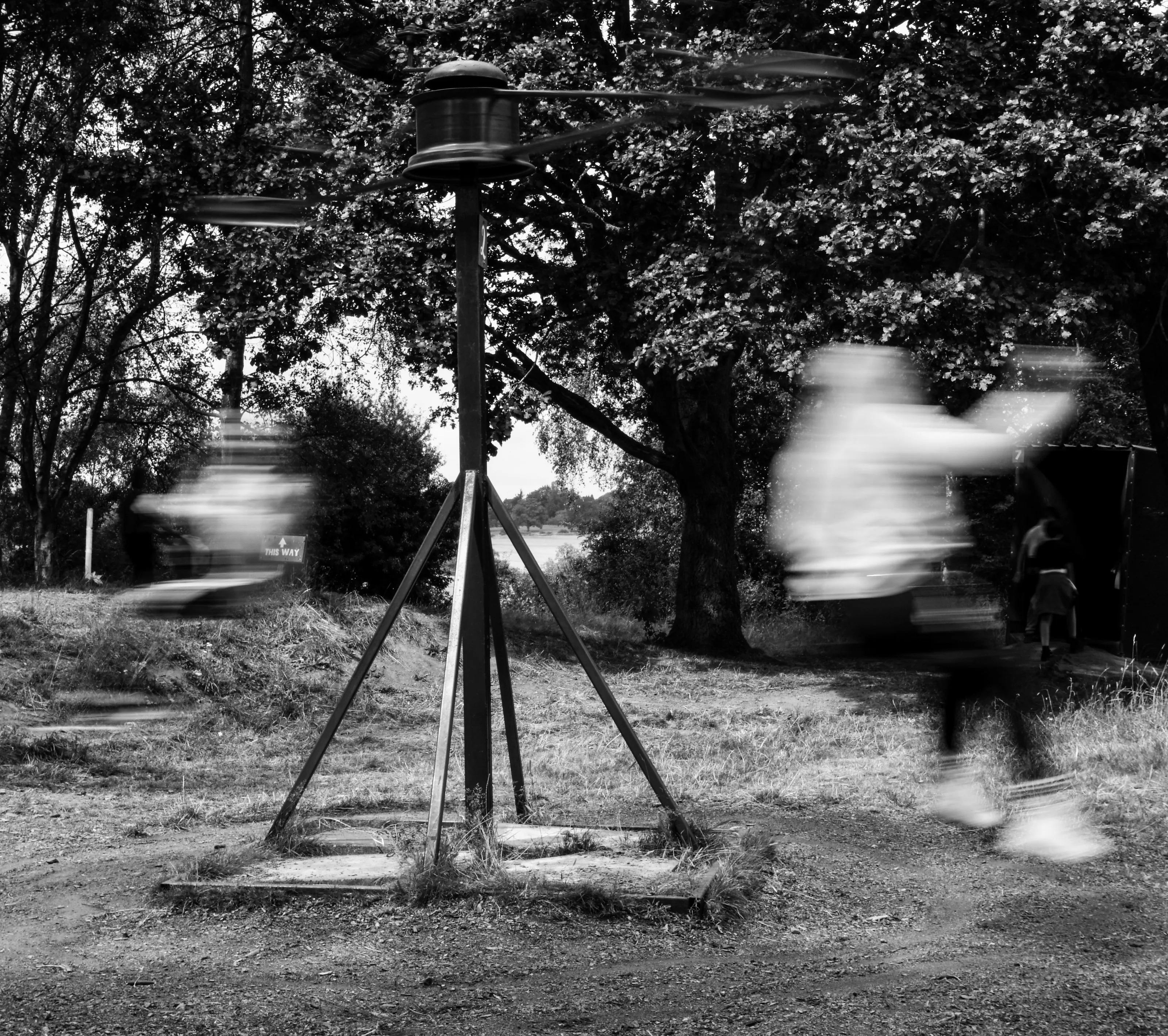 People with Motion Blur in Black and White