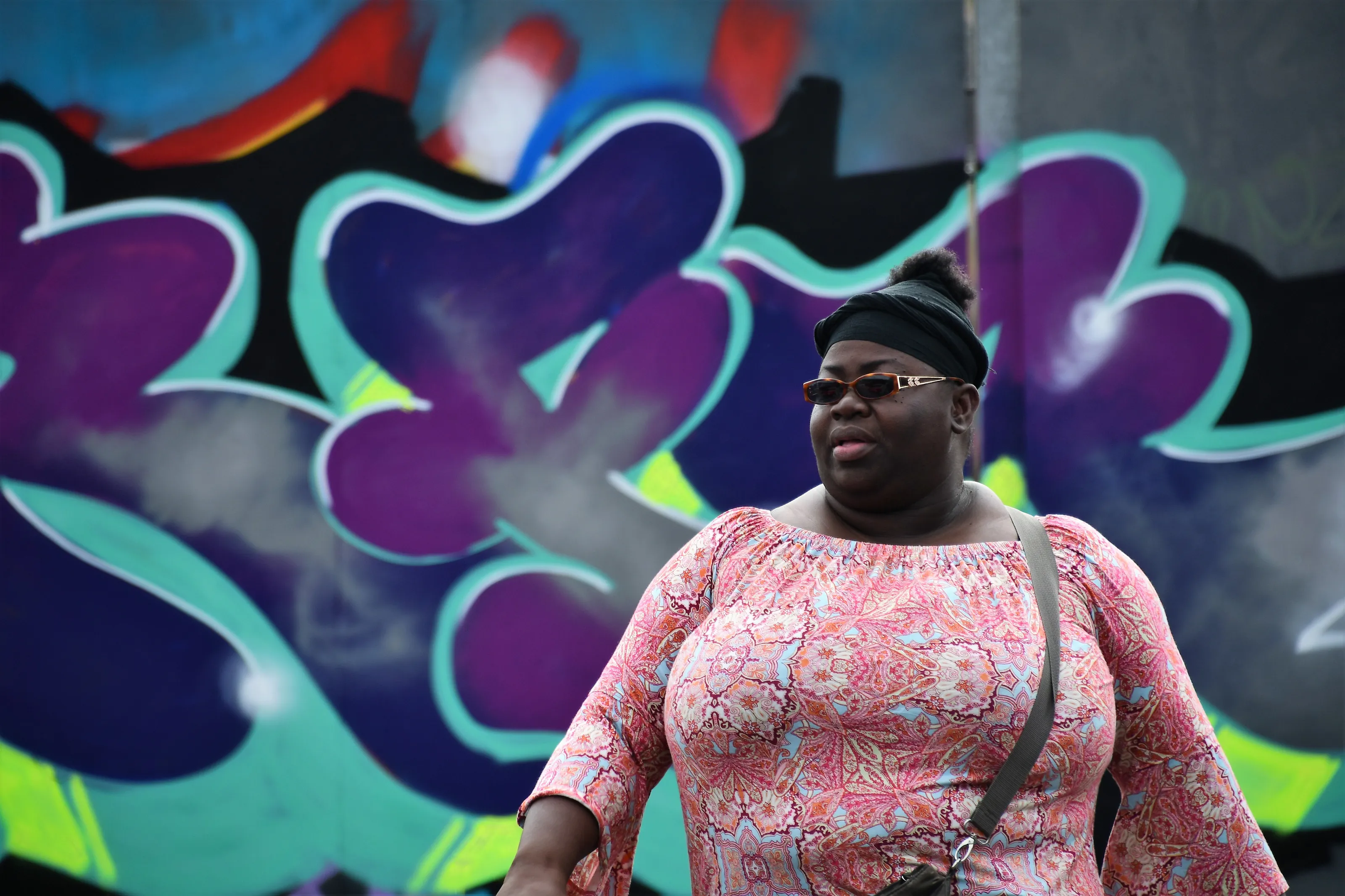 People in Front of Street Art (in colour)