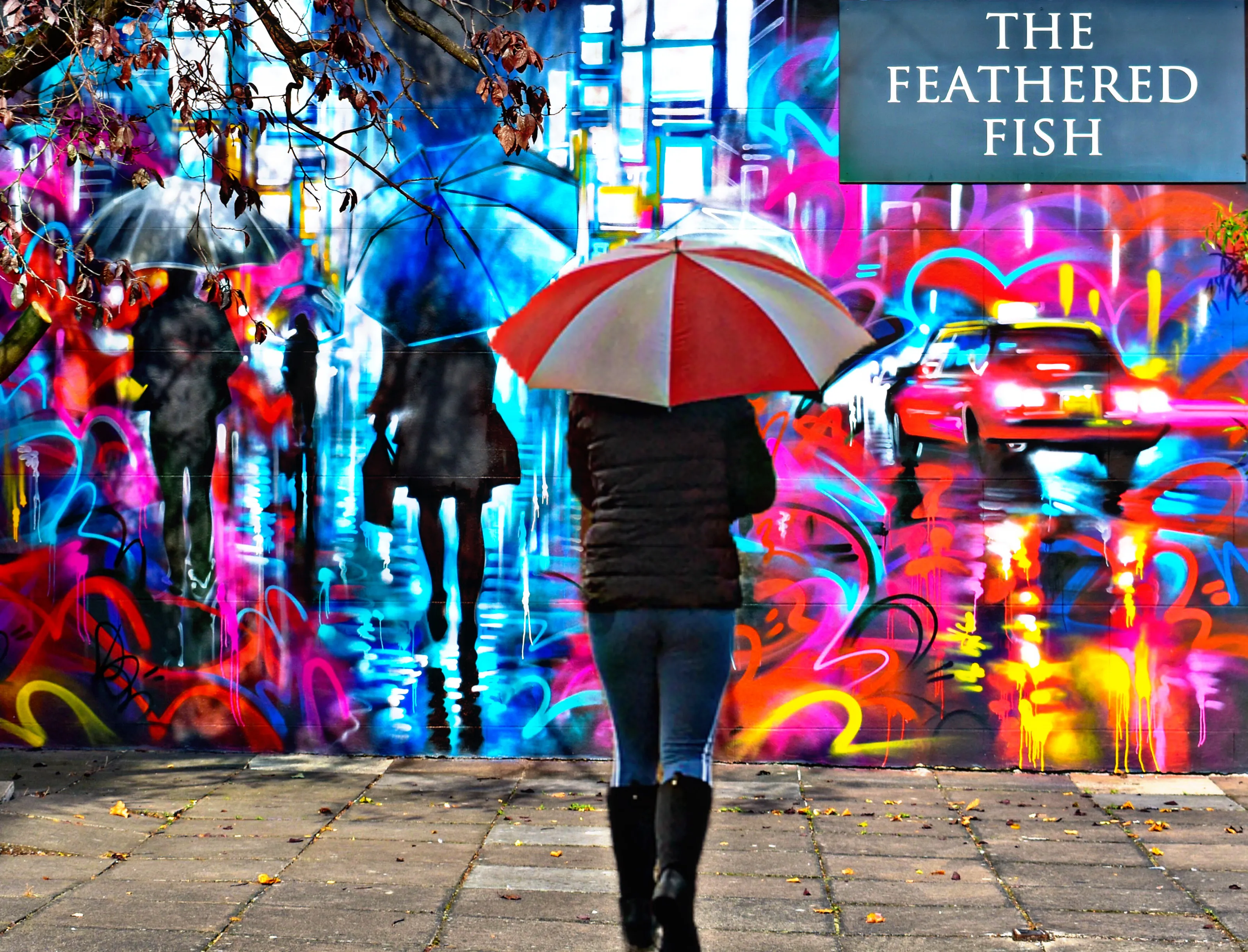 People With Umbrellas (in colour)