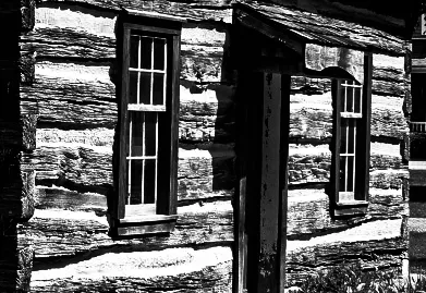 Wooden Buildings in Black and White