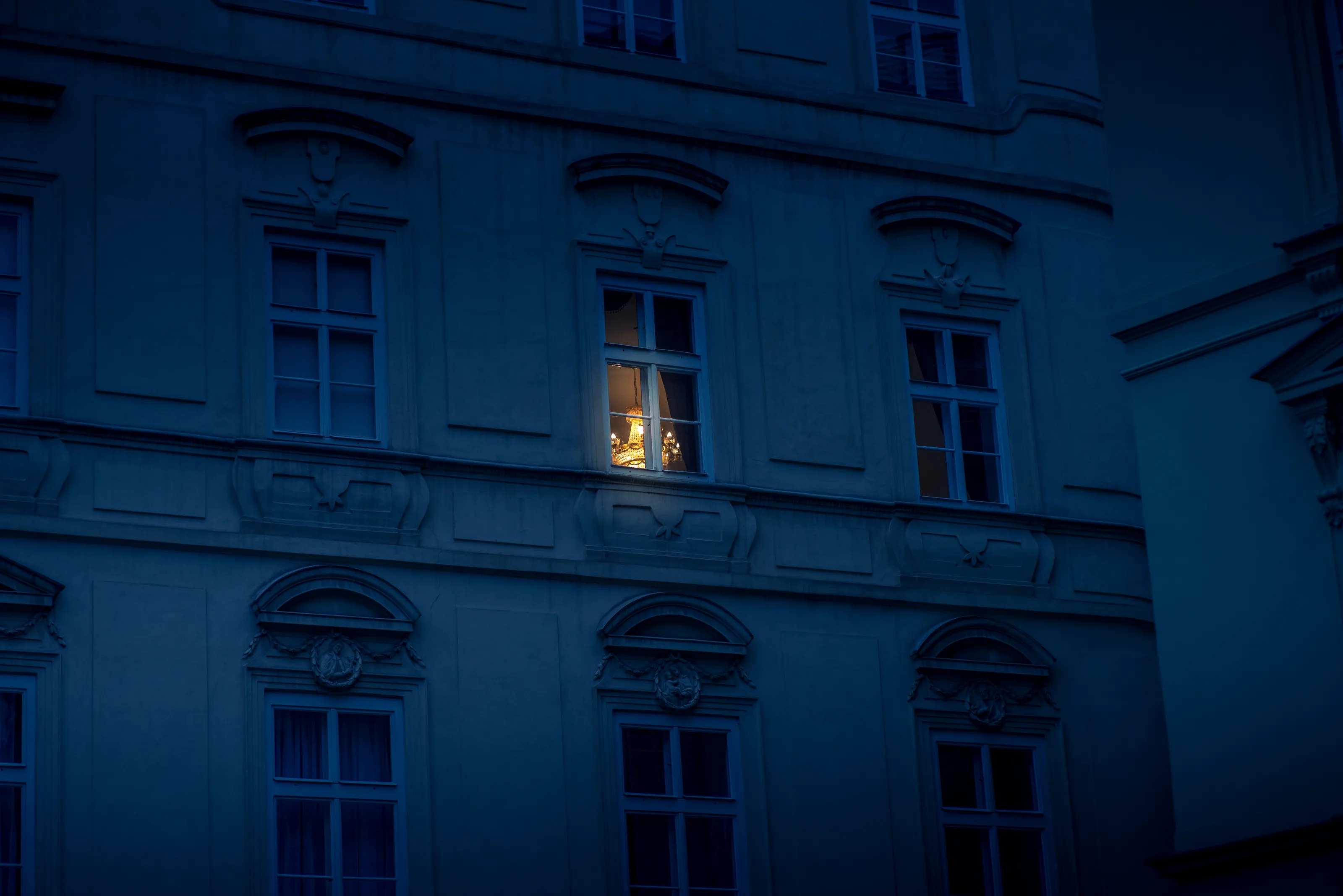 Light Shining from Windows at Night