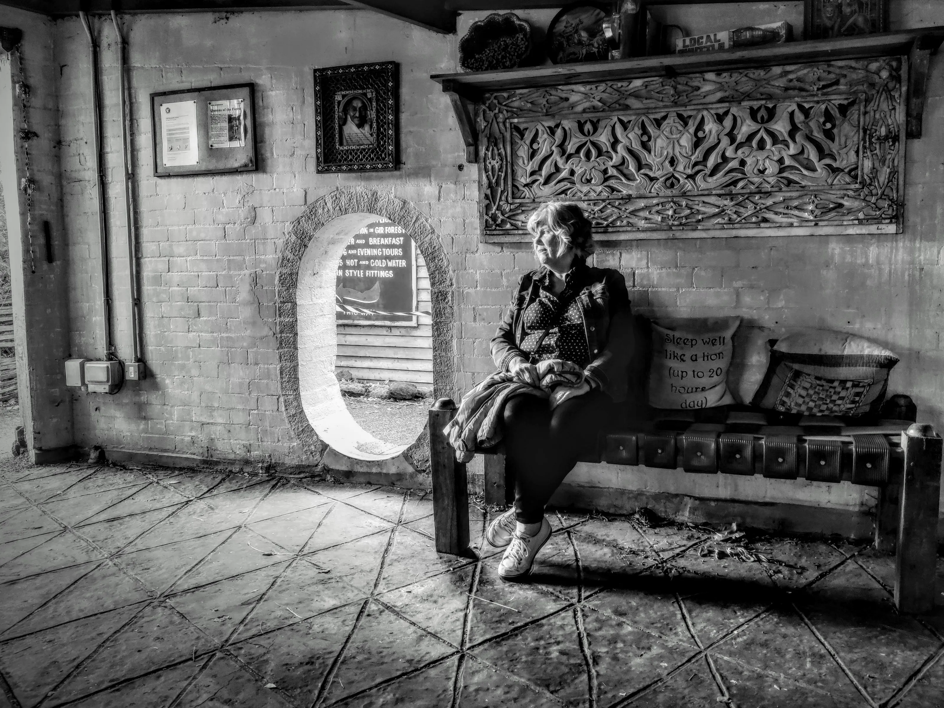 One Person Alone in Black and White