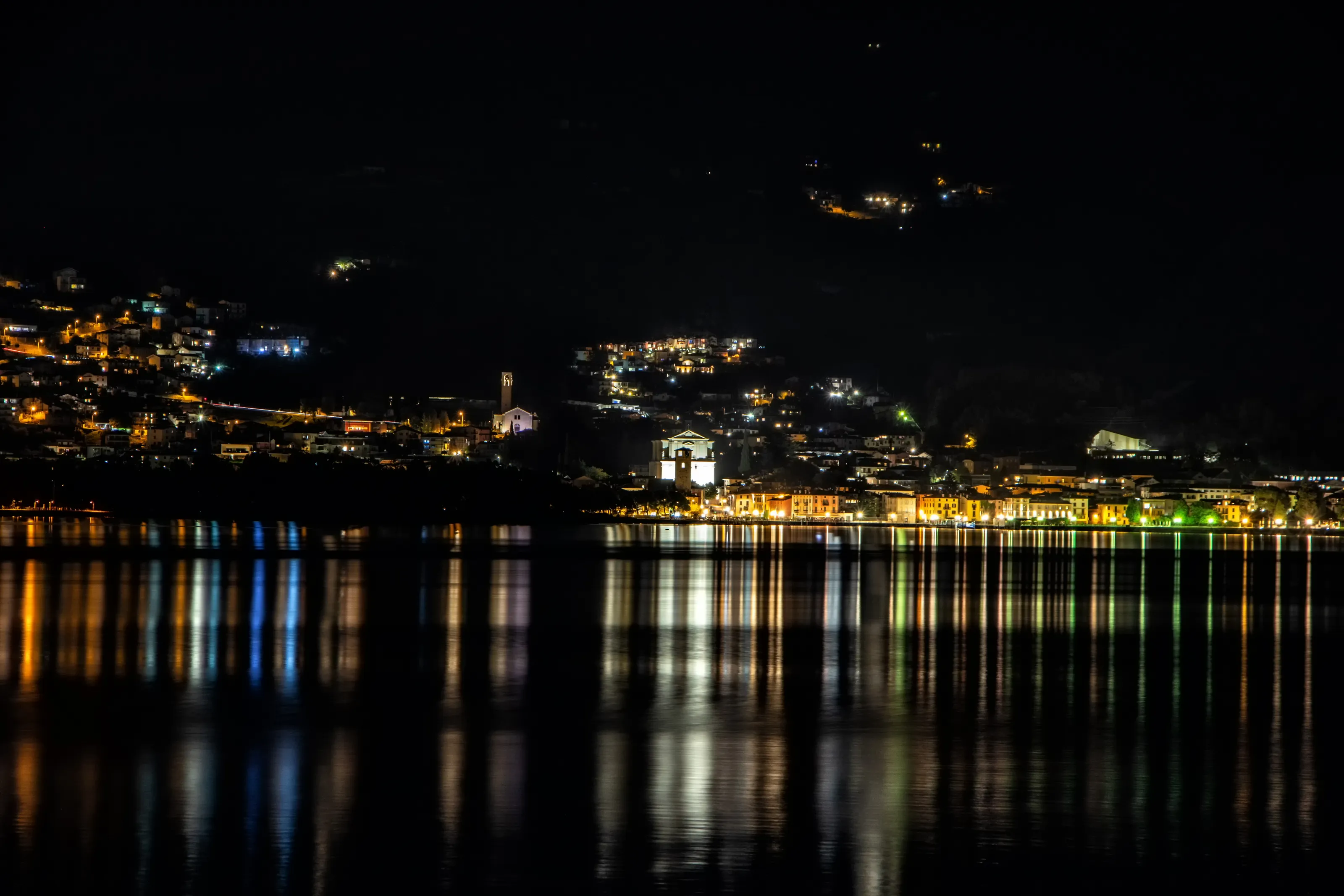 Lights and Their Reflections at Night
