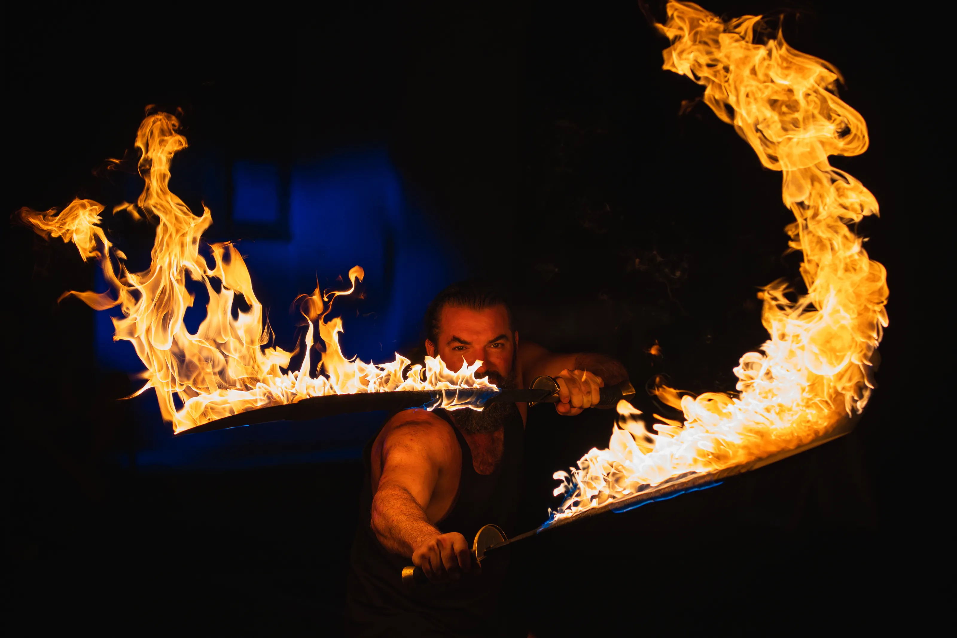 Fire Performers at Night