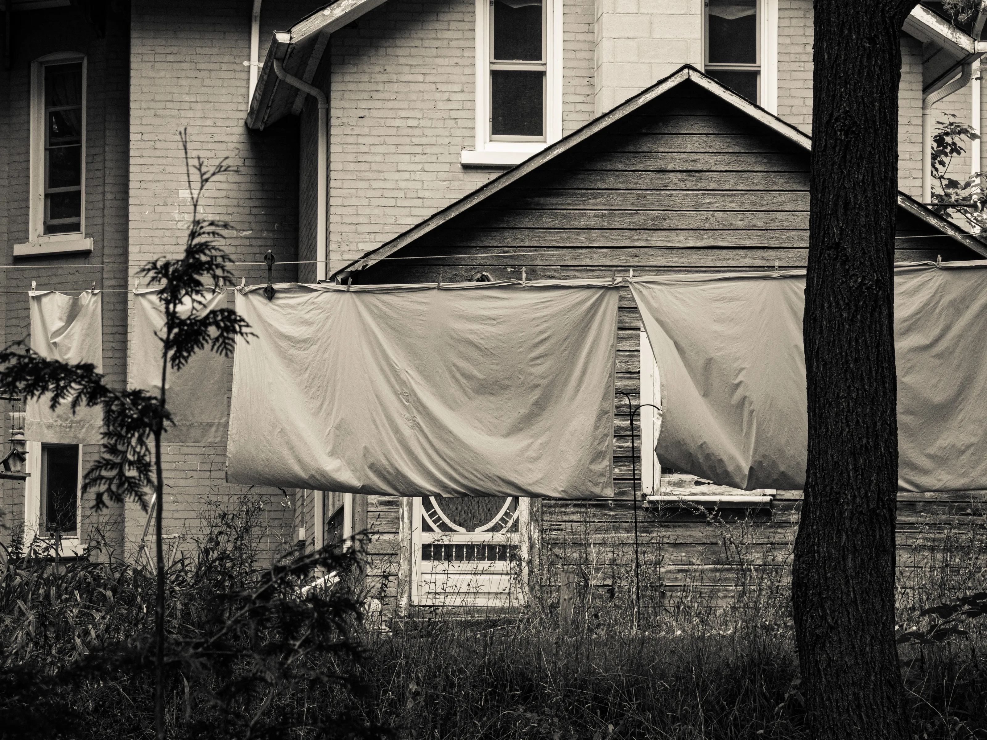 Laundry Hanging to Dry Outdoors