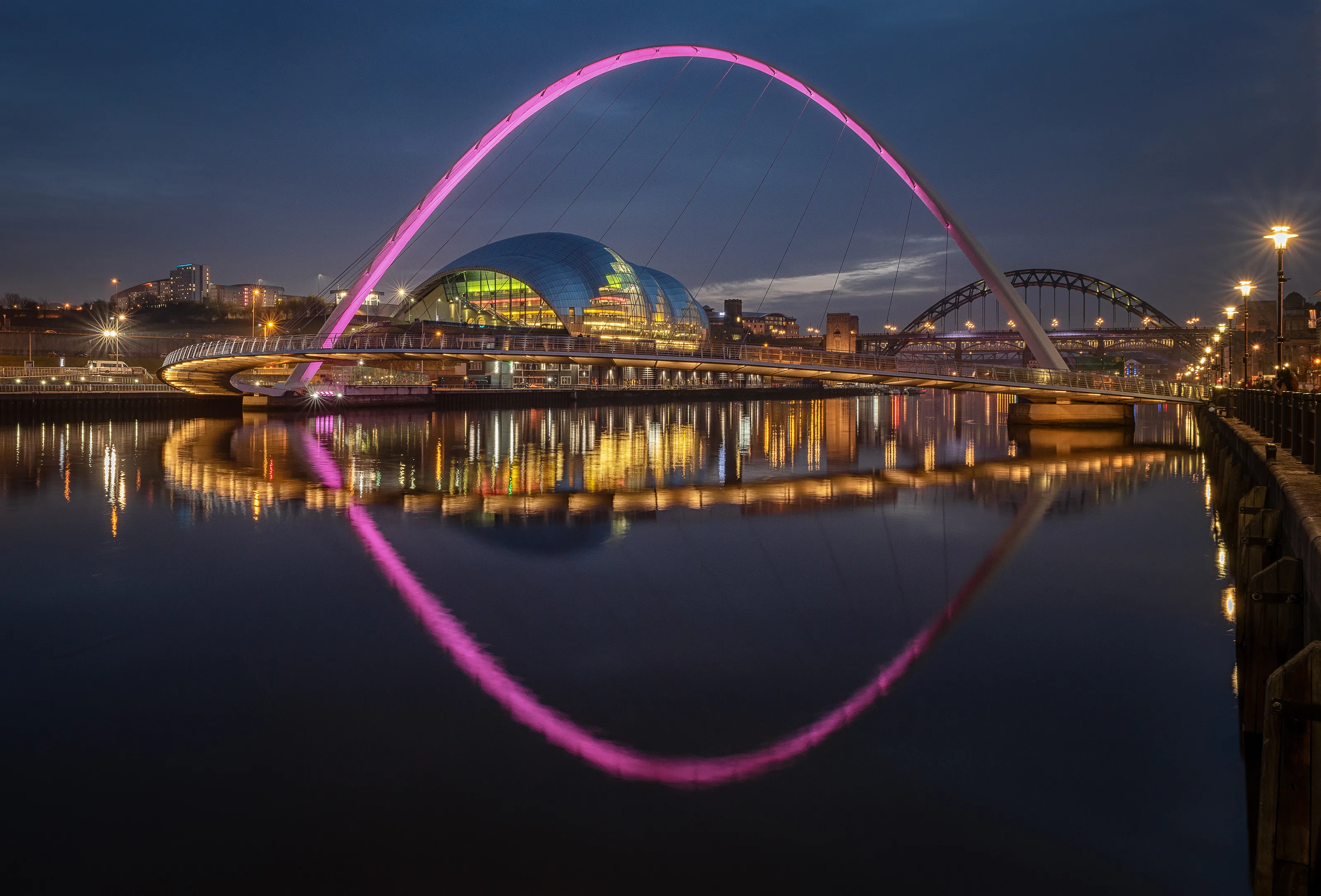 Lights and Their Reflections at Night