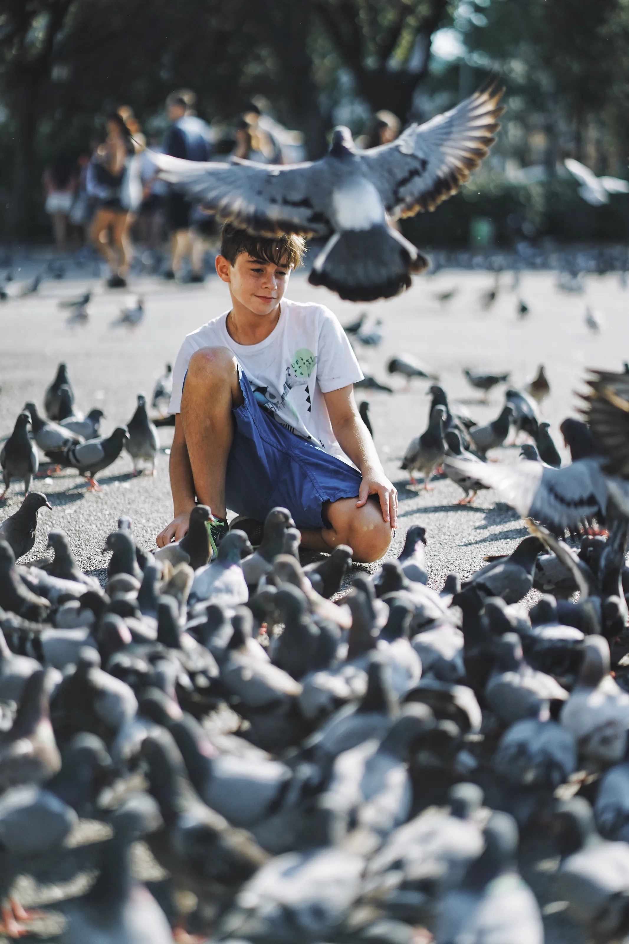 A Boy in Plaza de Catalunya