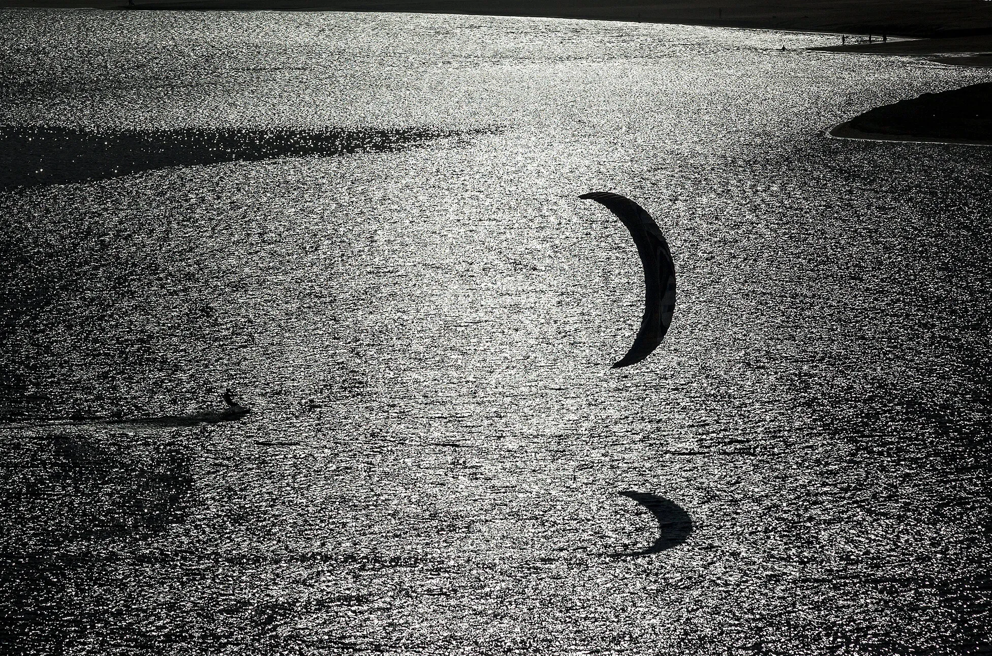Kite-surfer across the lagoon