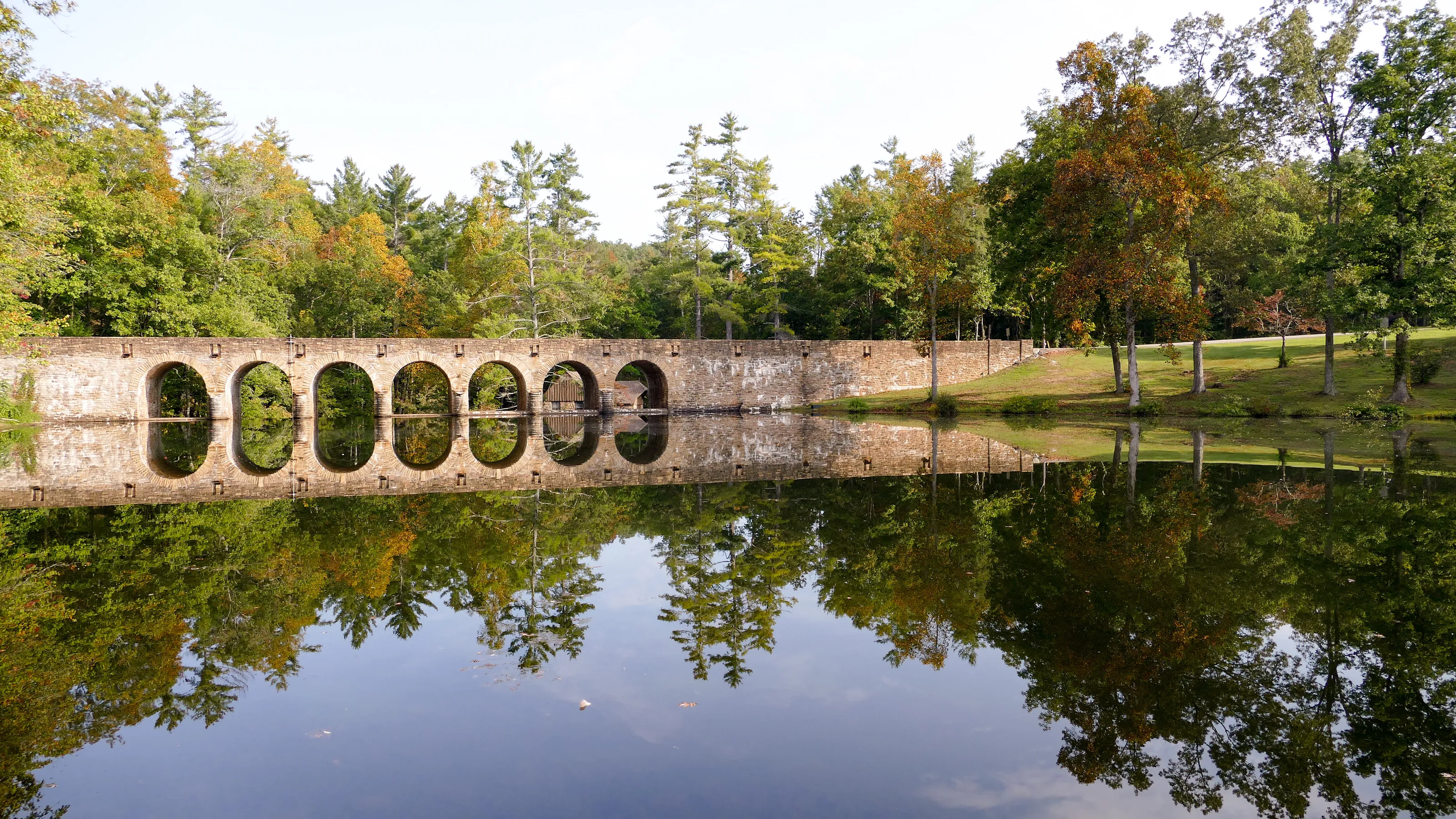 Bridge over Byrd Lake in Cumberland Mountain State Park, Tennessee