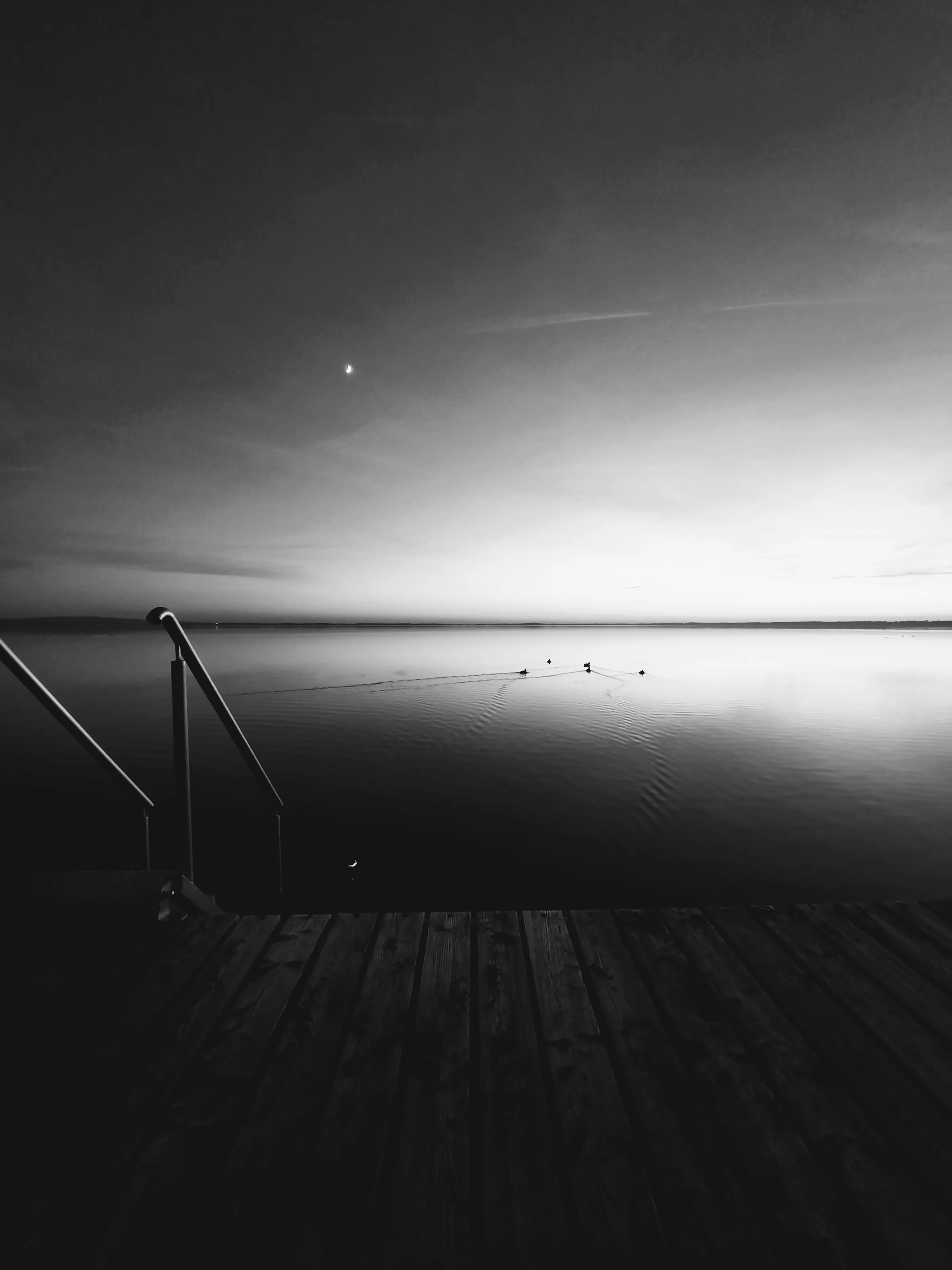 Winter lake sunset