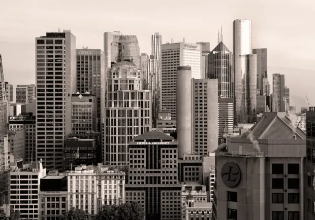 b/w city from high