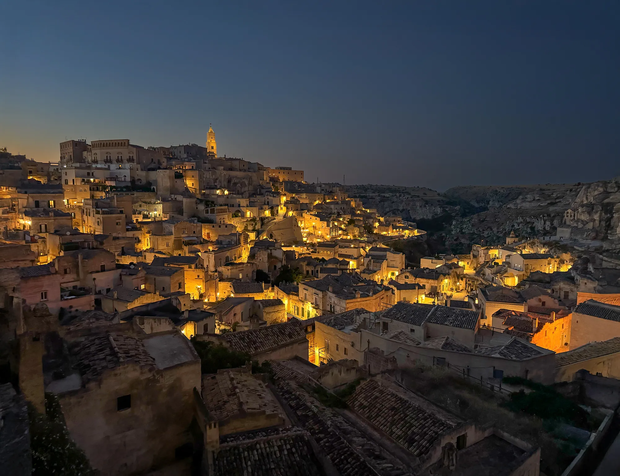 blue hour in Matera