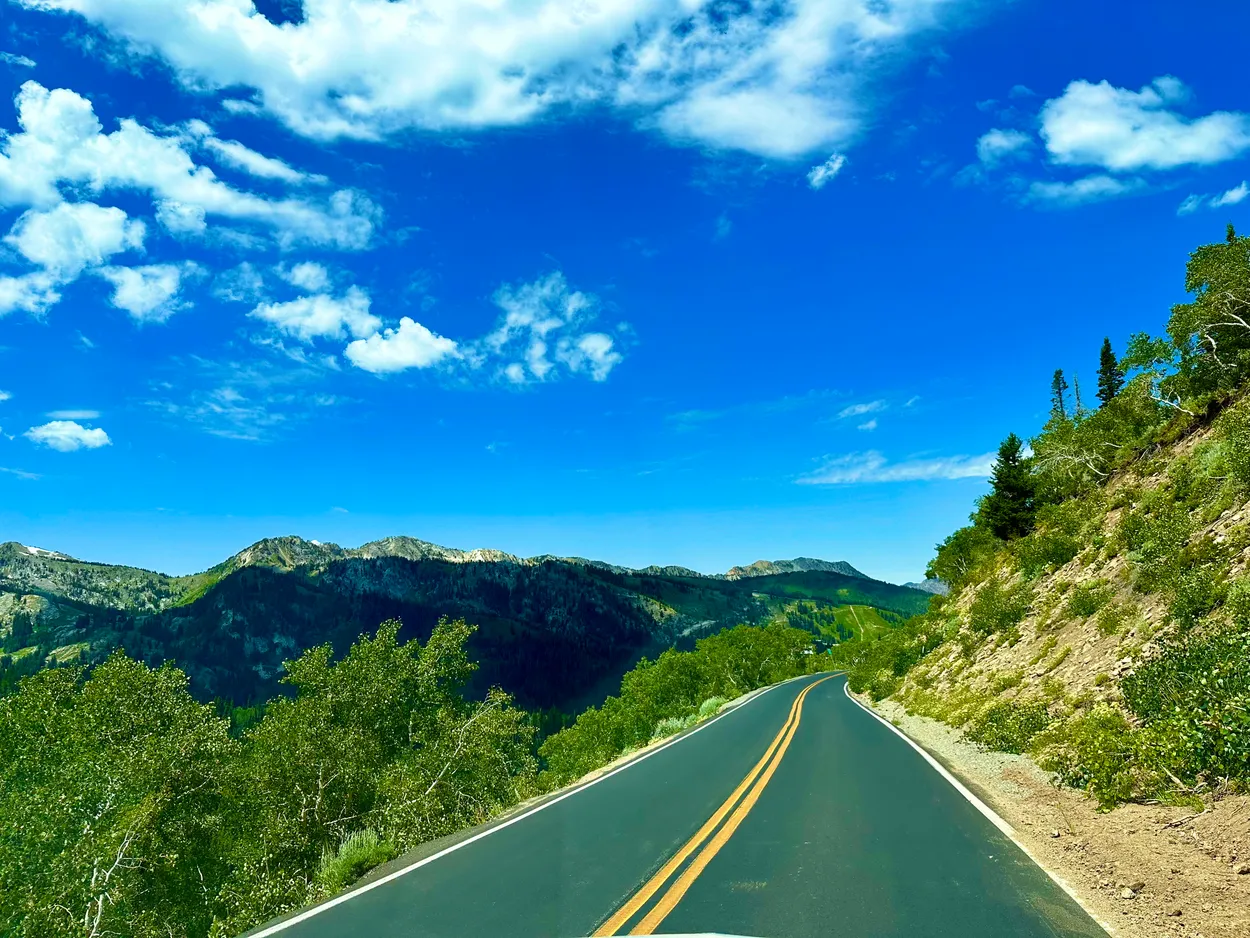 An Azur Blue Sky and Empty Road in Colorado