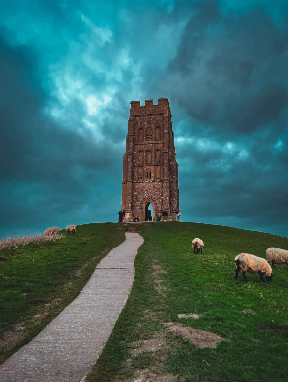 Glastonbury tor with stormy skies