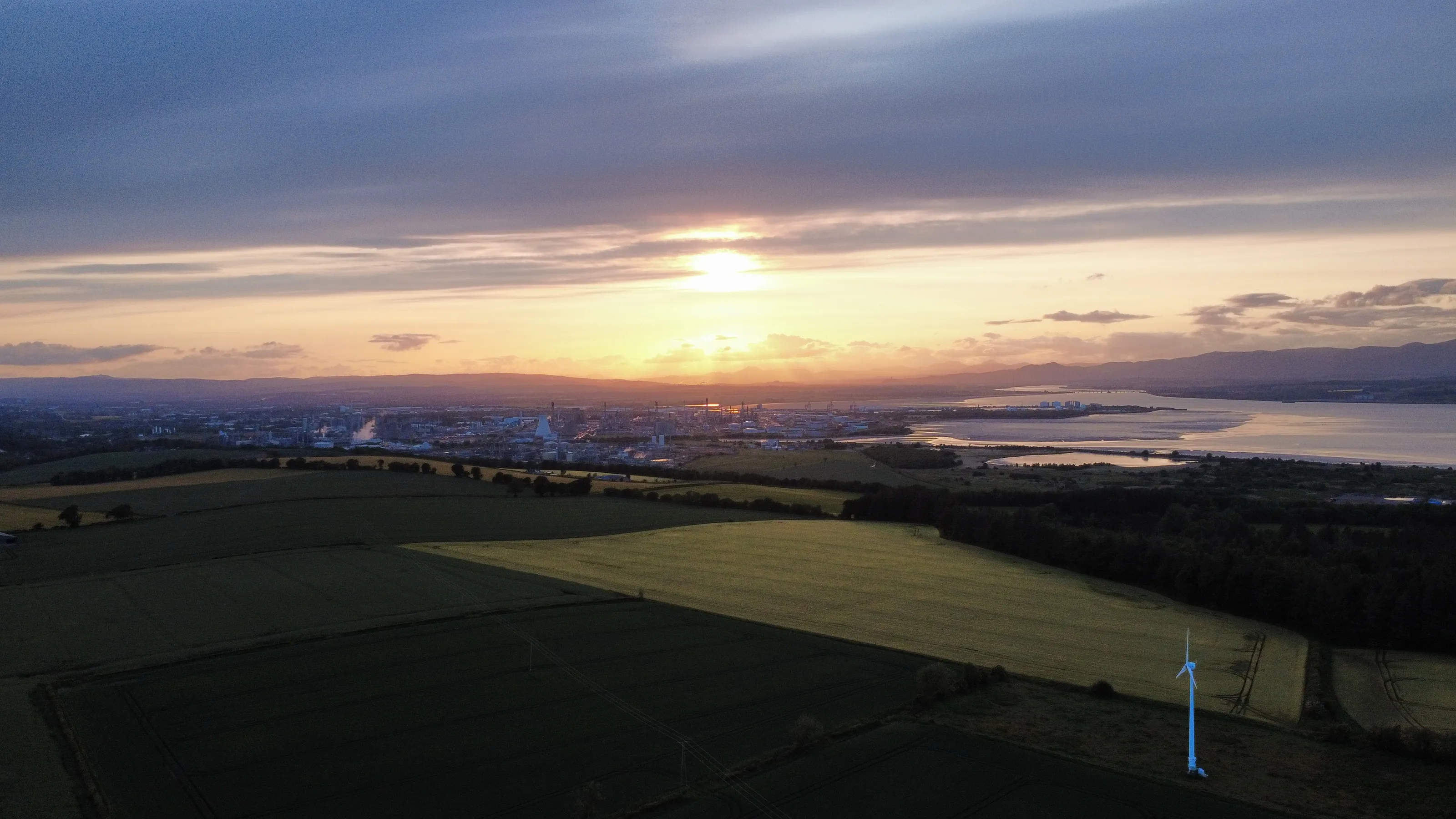 Landscape looking towards Grangemouth refinery