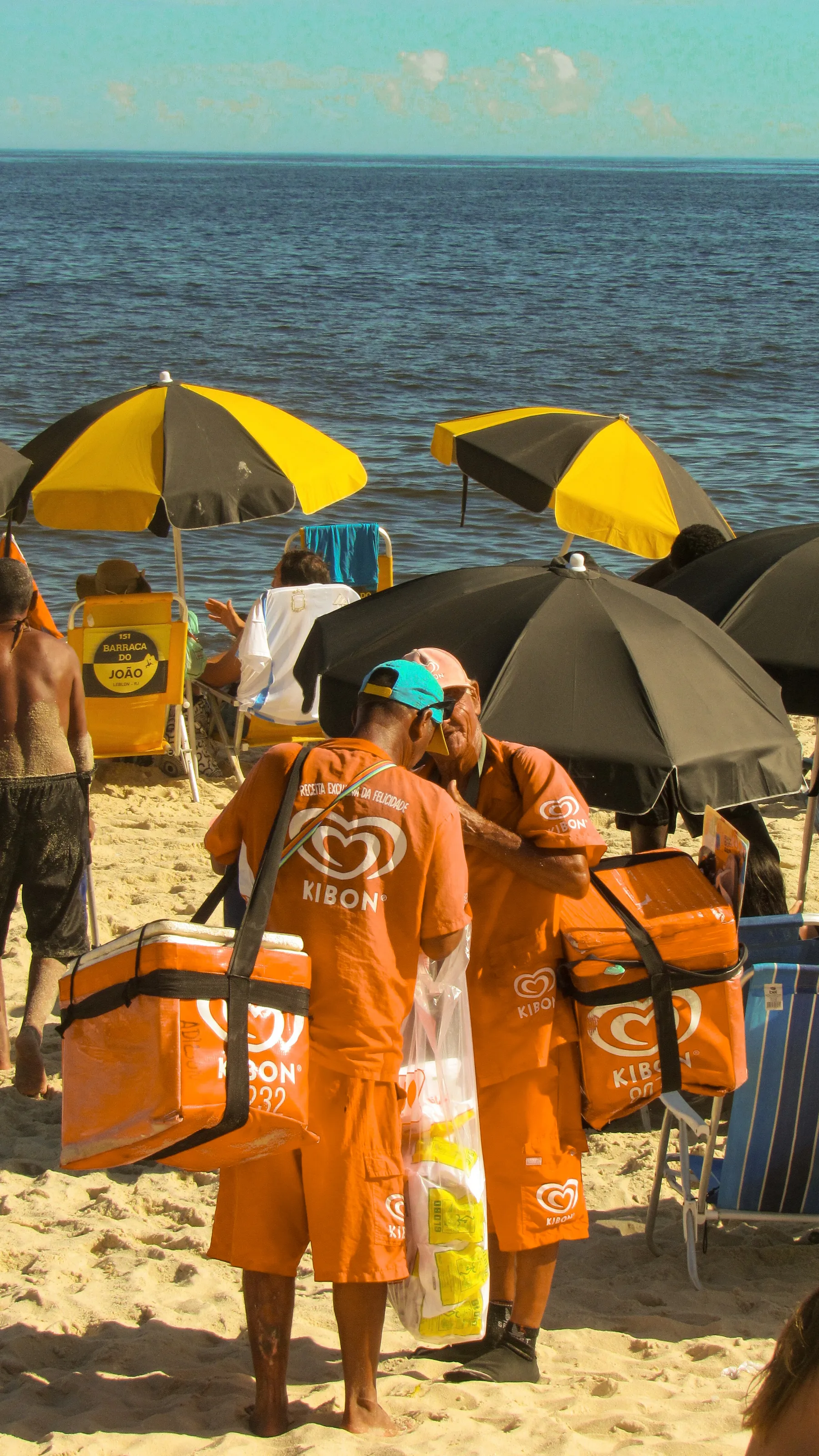 Workers at Ipanema Beach
