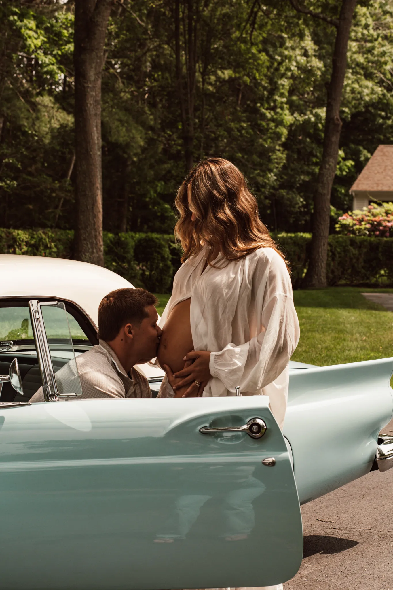 Couple embracing the new soul they are bringing into this world