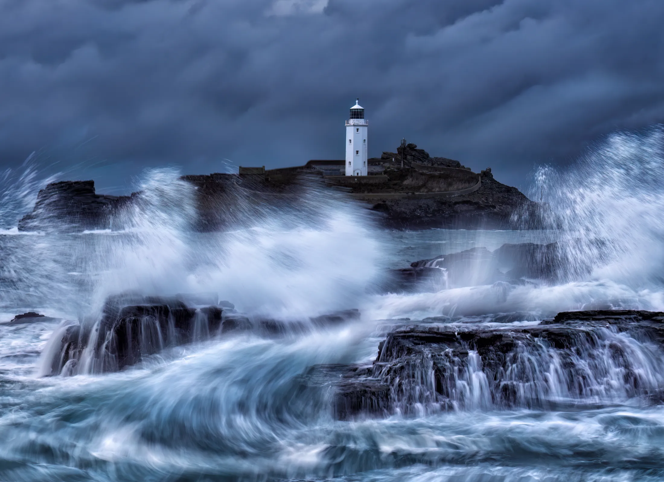 close up photography  Godrevy during a storm Cornwall UK
