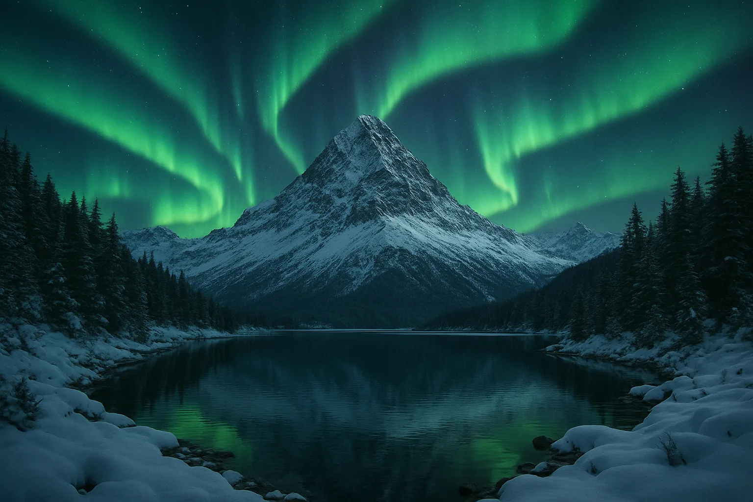 Frozen Whisper Beneath the Northern Lights