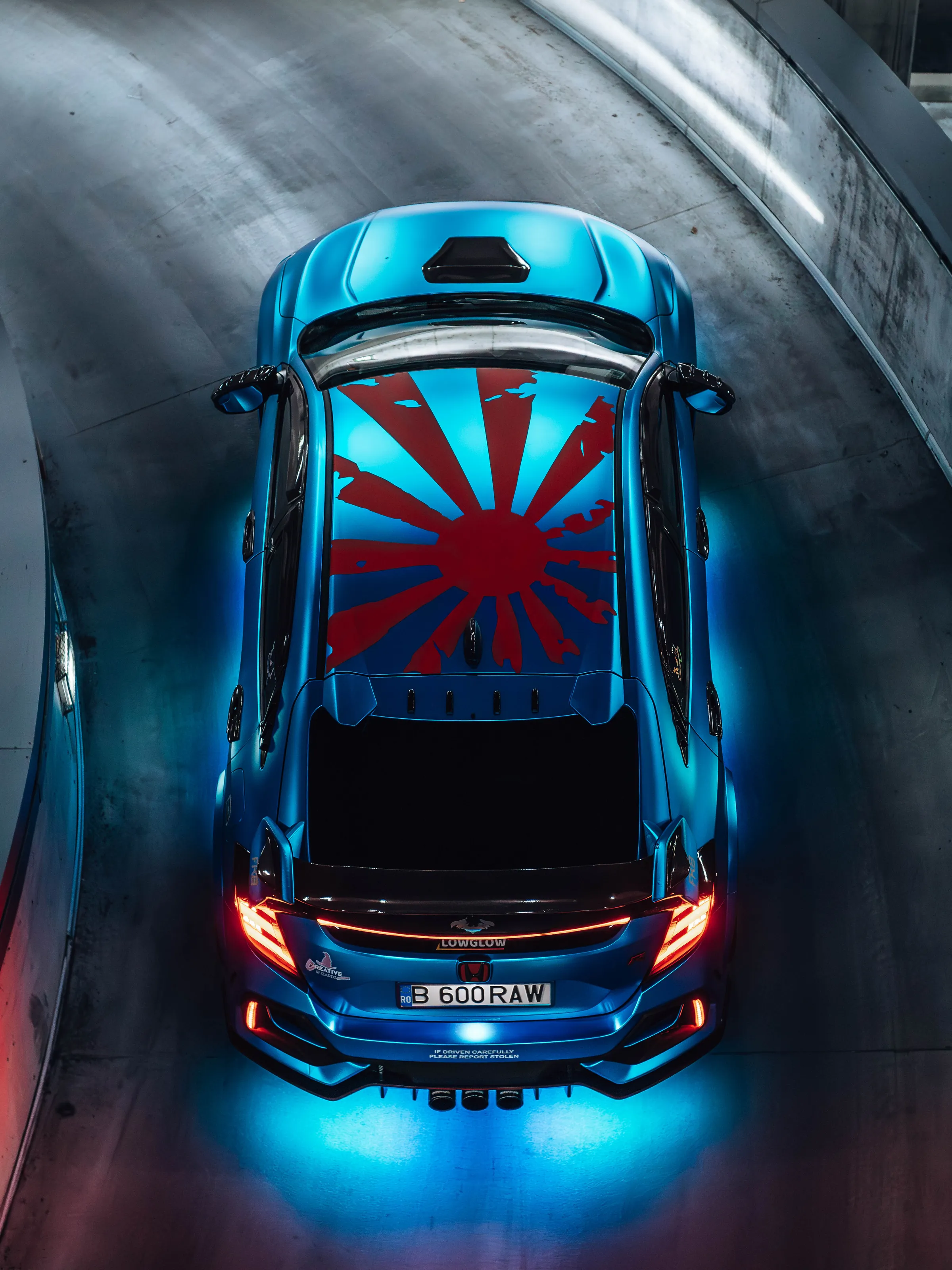 Splendid colorful blue japanese car
