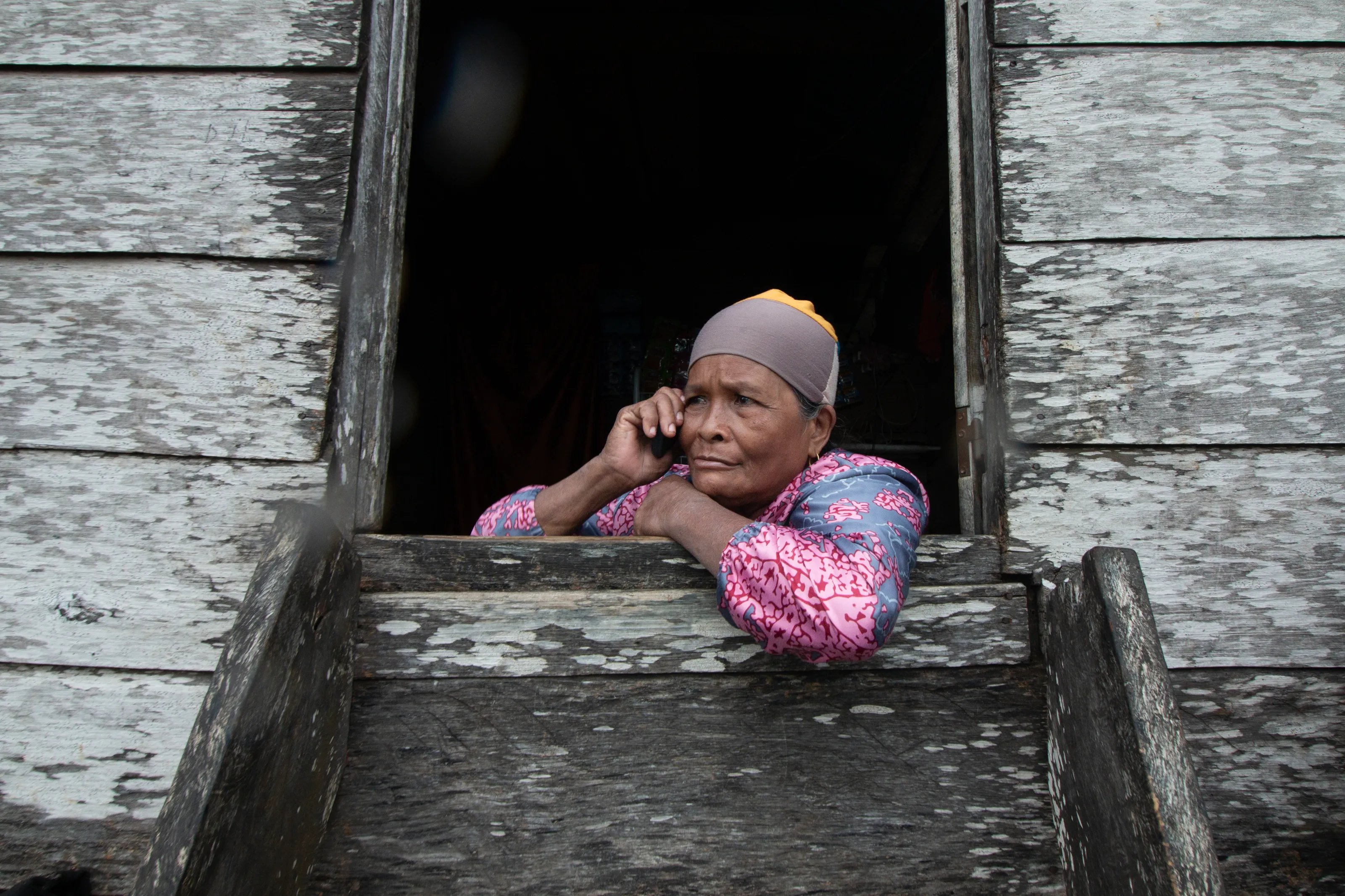 old woman on the phone