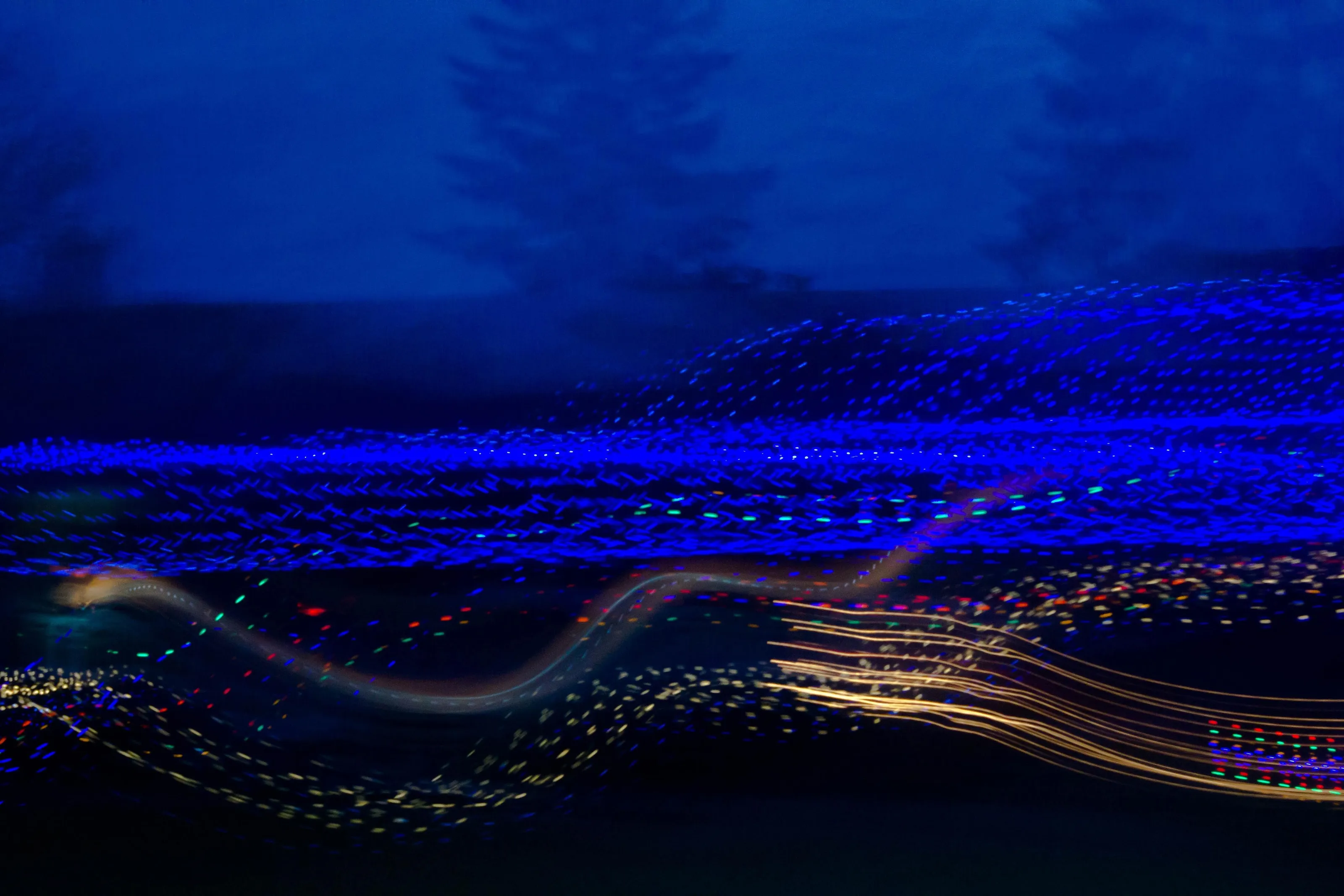 Long Exposure Blue Christmas Lights