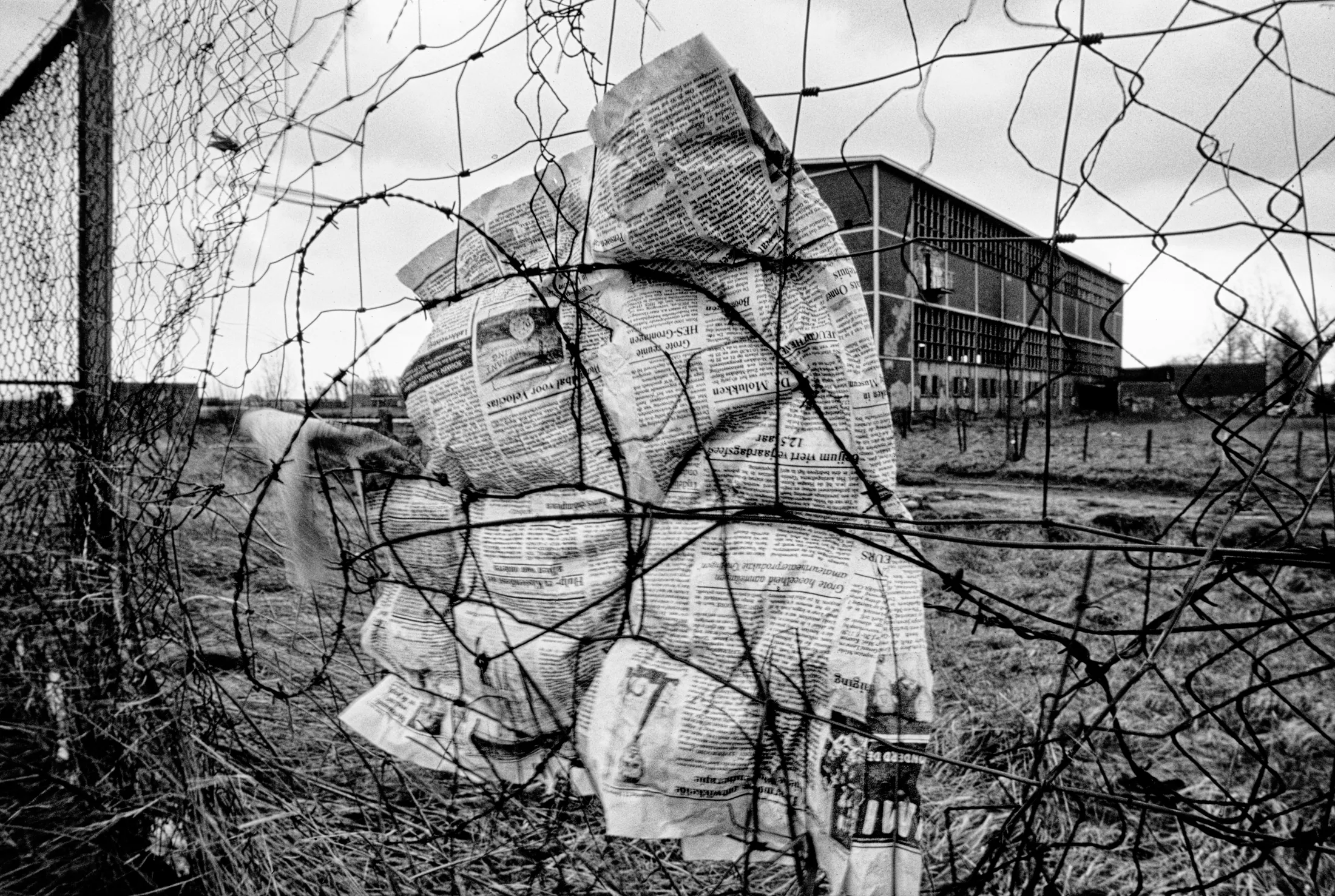 • Windblown Wet Newspaper — b&w •