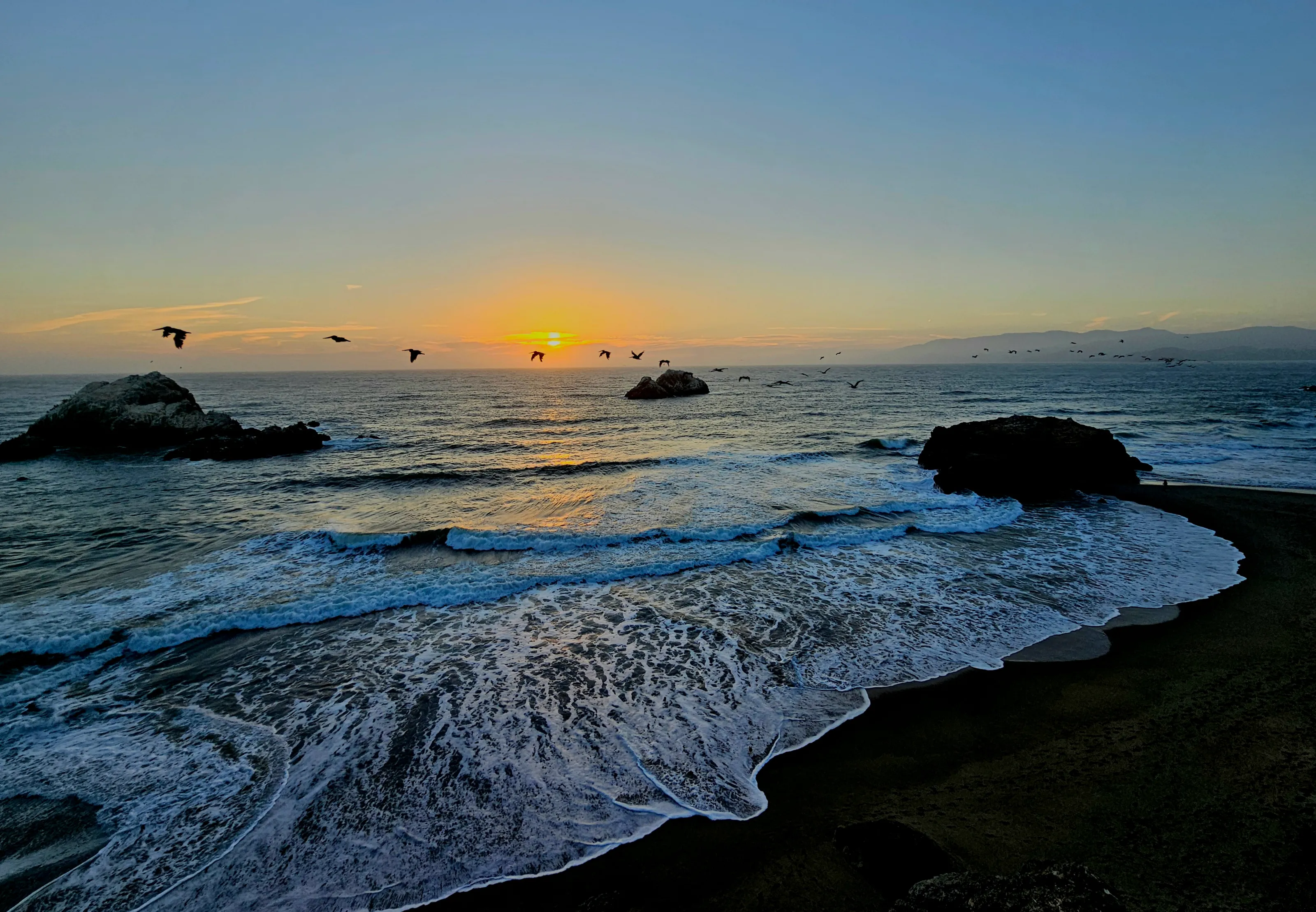A Beautiful Day During Sunset at Ocean Beach in San Francisco, CA