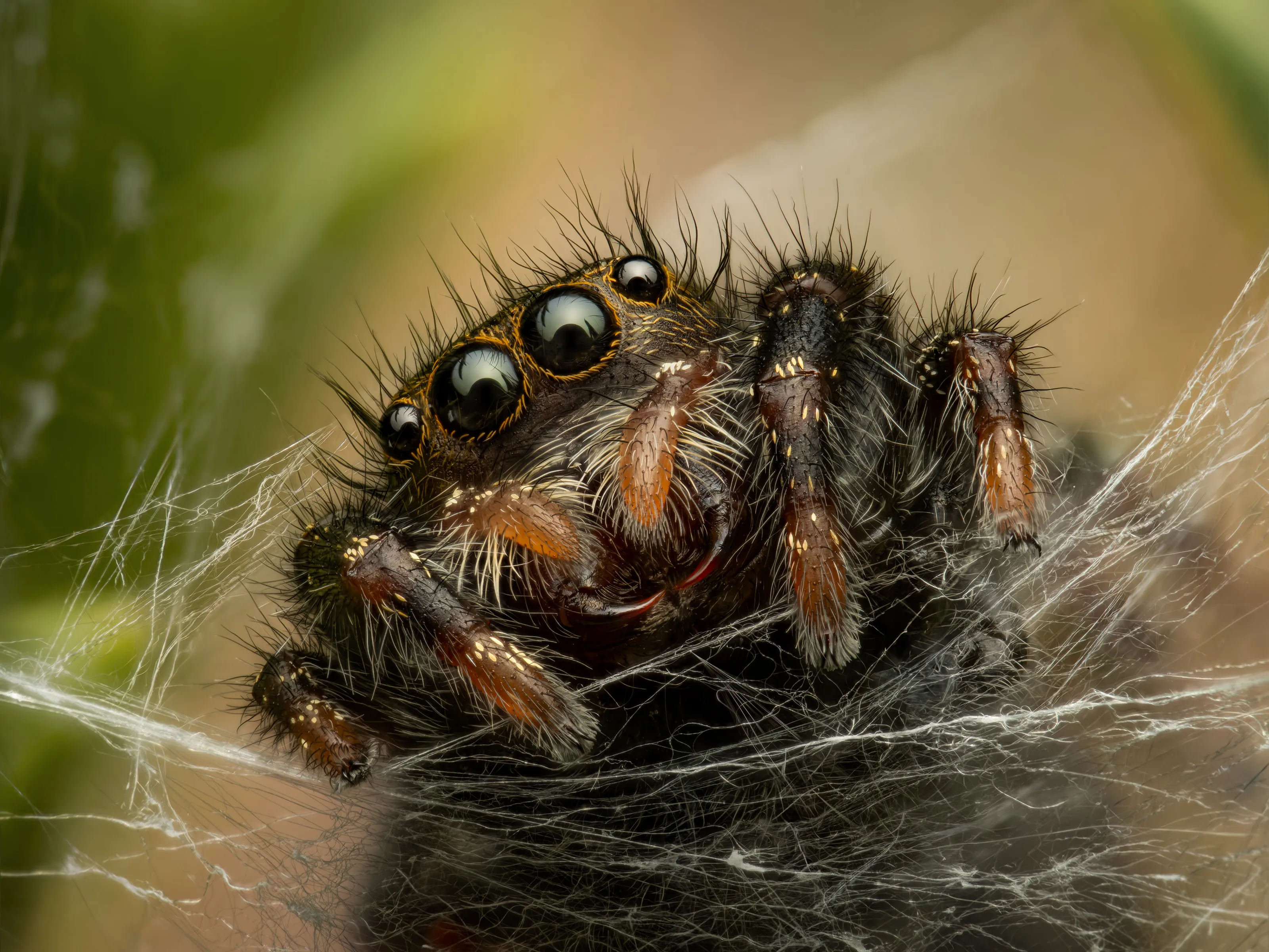 Gravid jumping spider in the wild