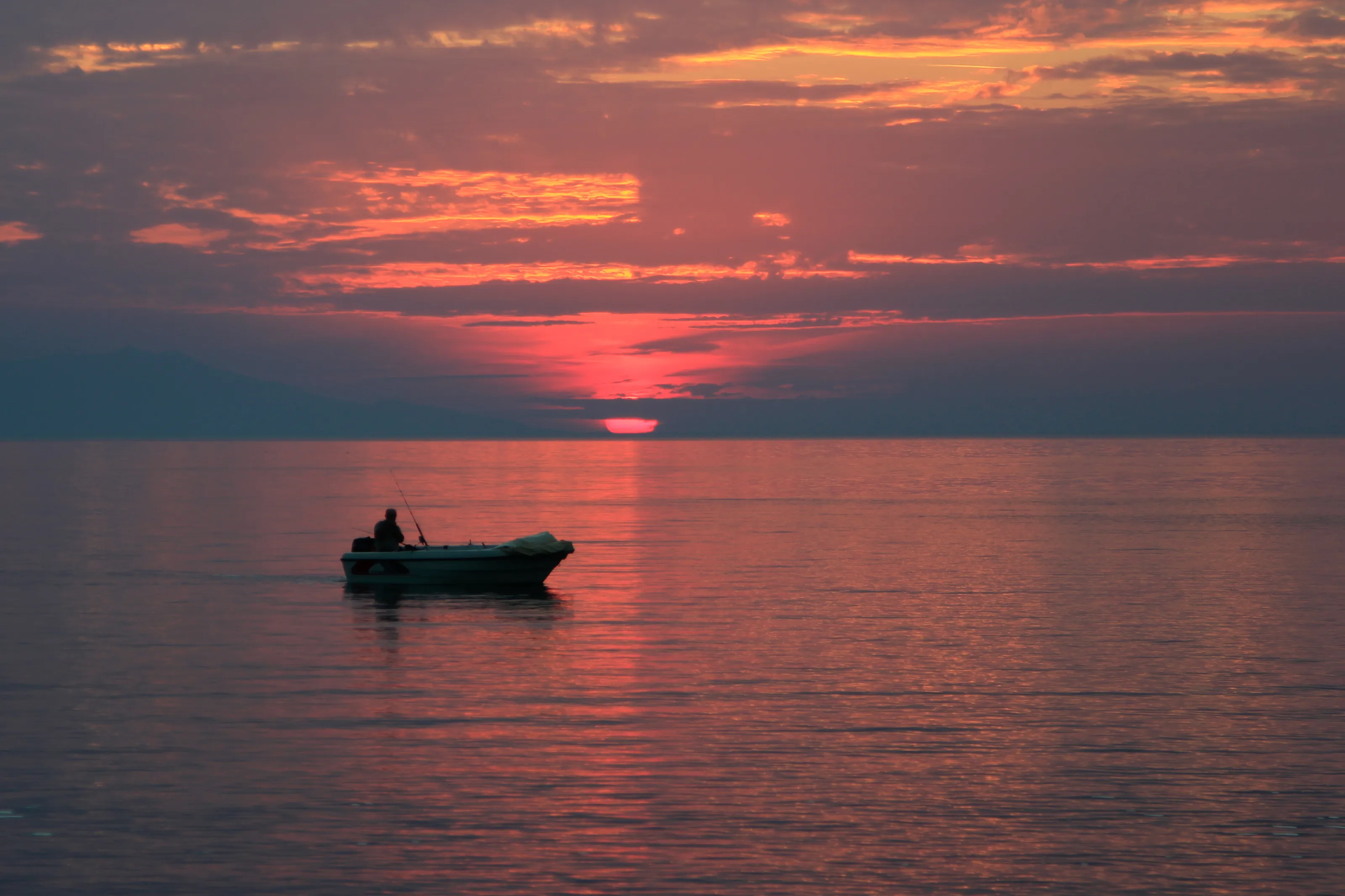 Red Sunset on the North Ege Sea