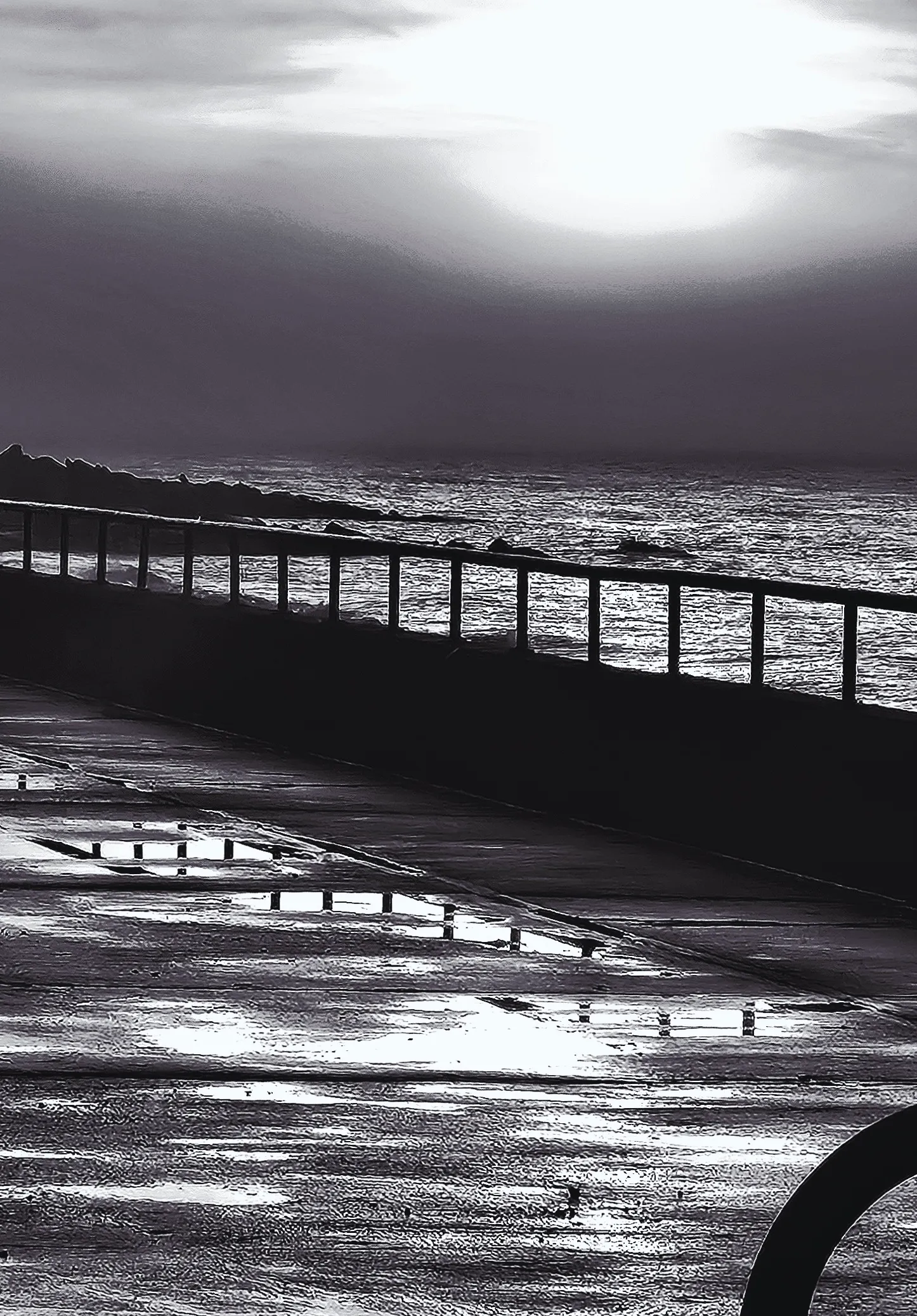A Grey view of a sunrise at undercliff Rottingdean