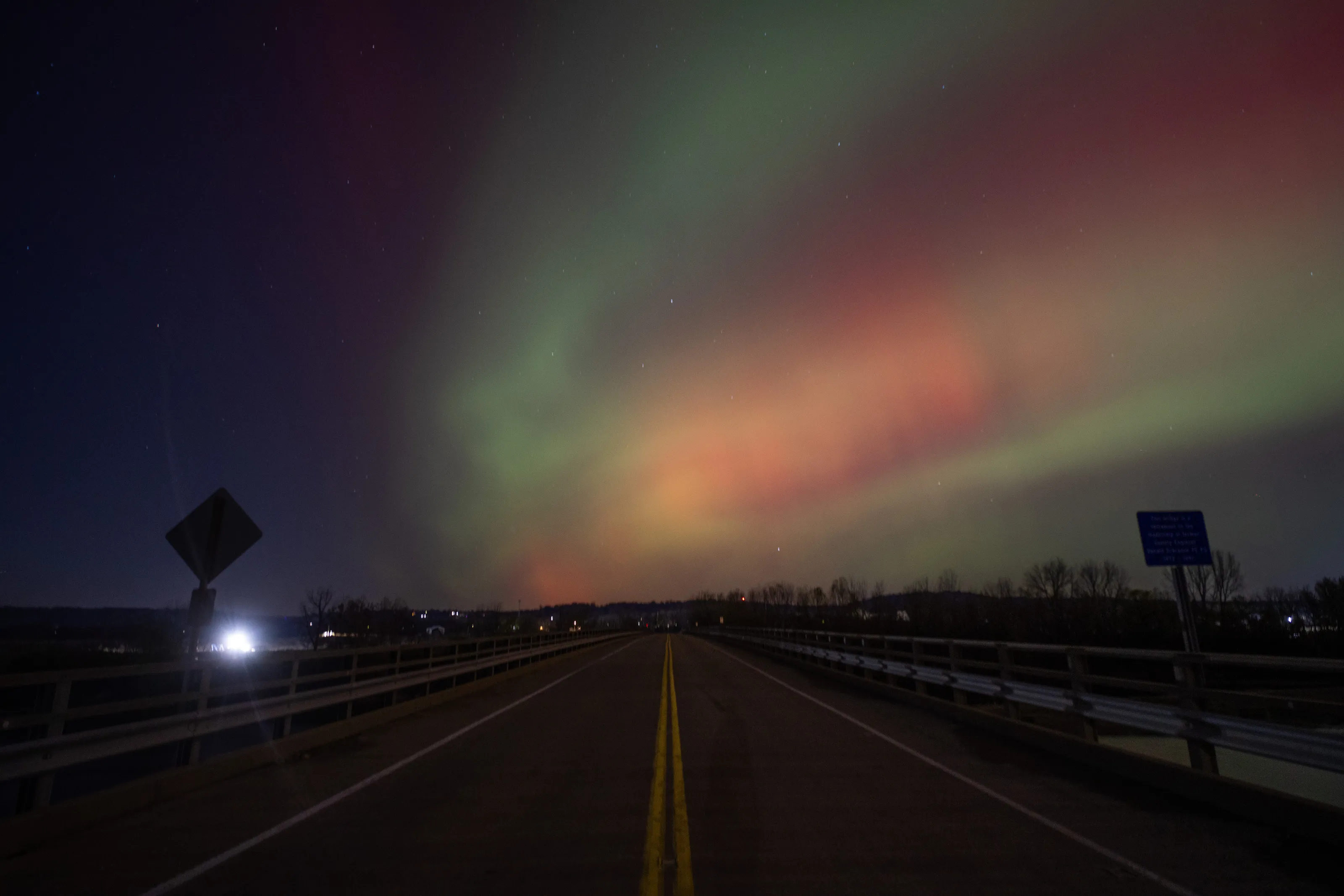 Aurora over bridge
