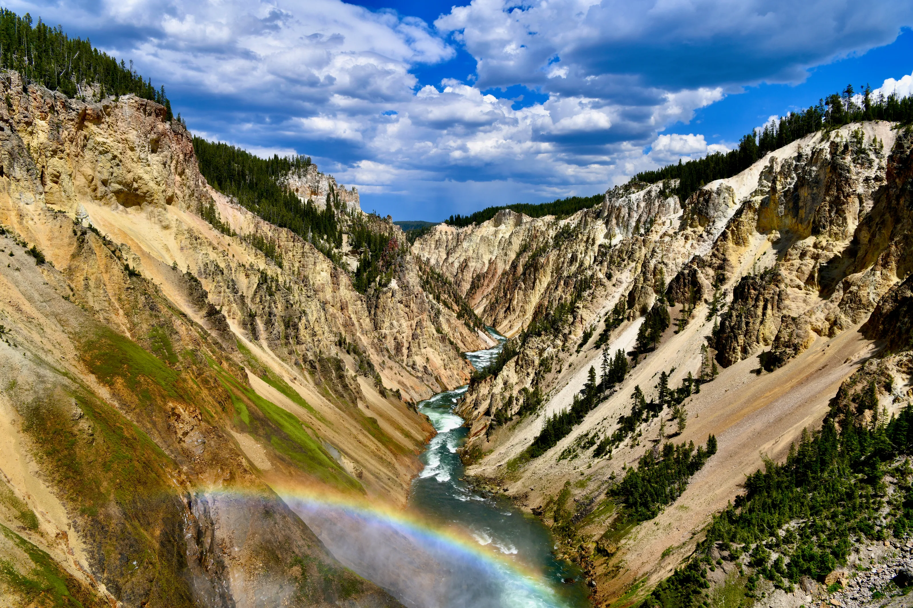 Panoramic view of the Grand Canyon of the Yellowstone in Yellowstone National Park, Wyoming, USA.