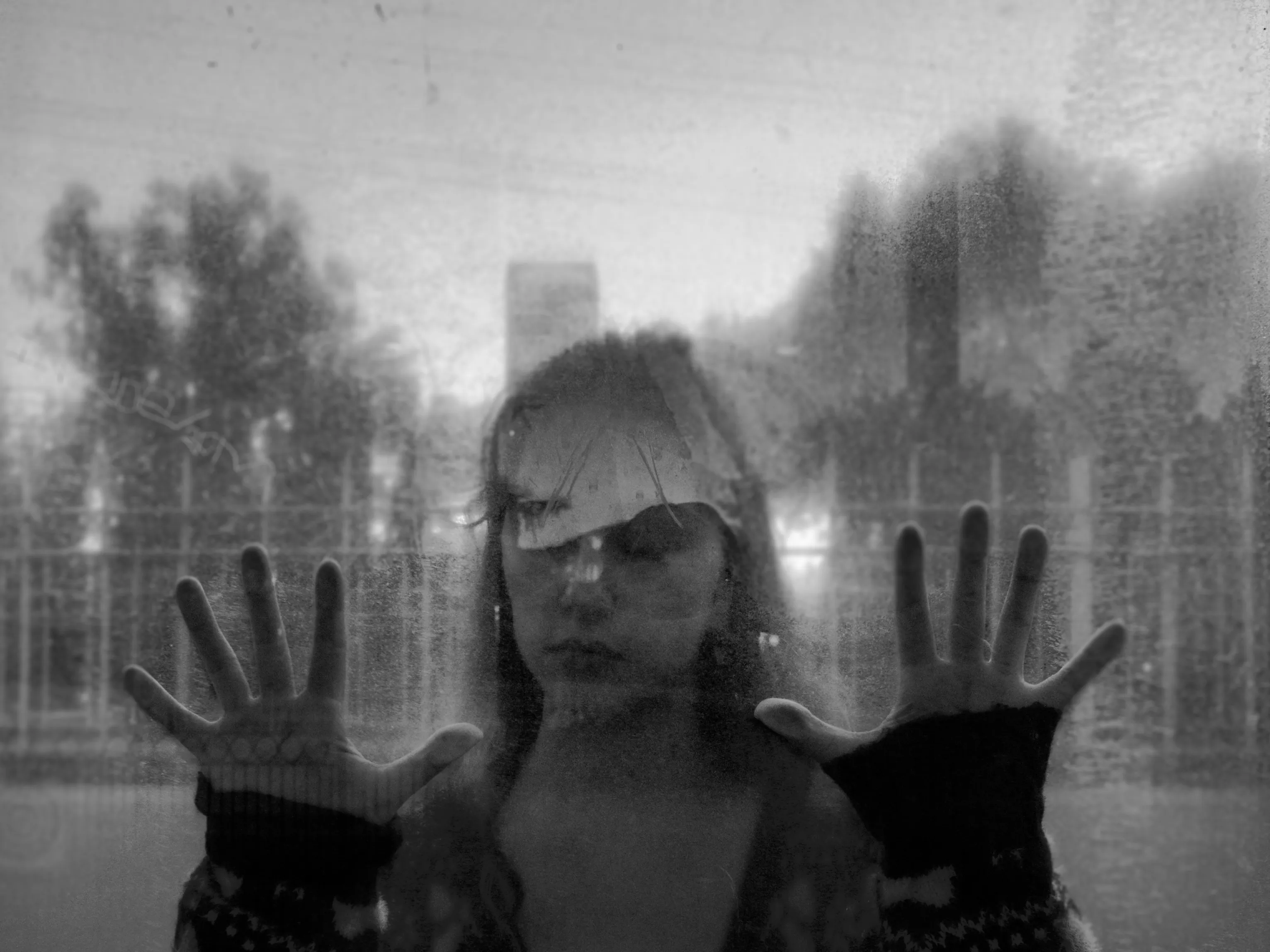 Behind the glass