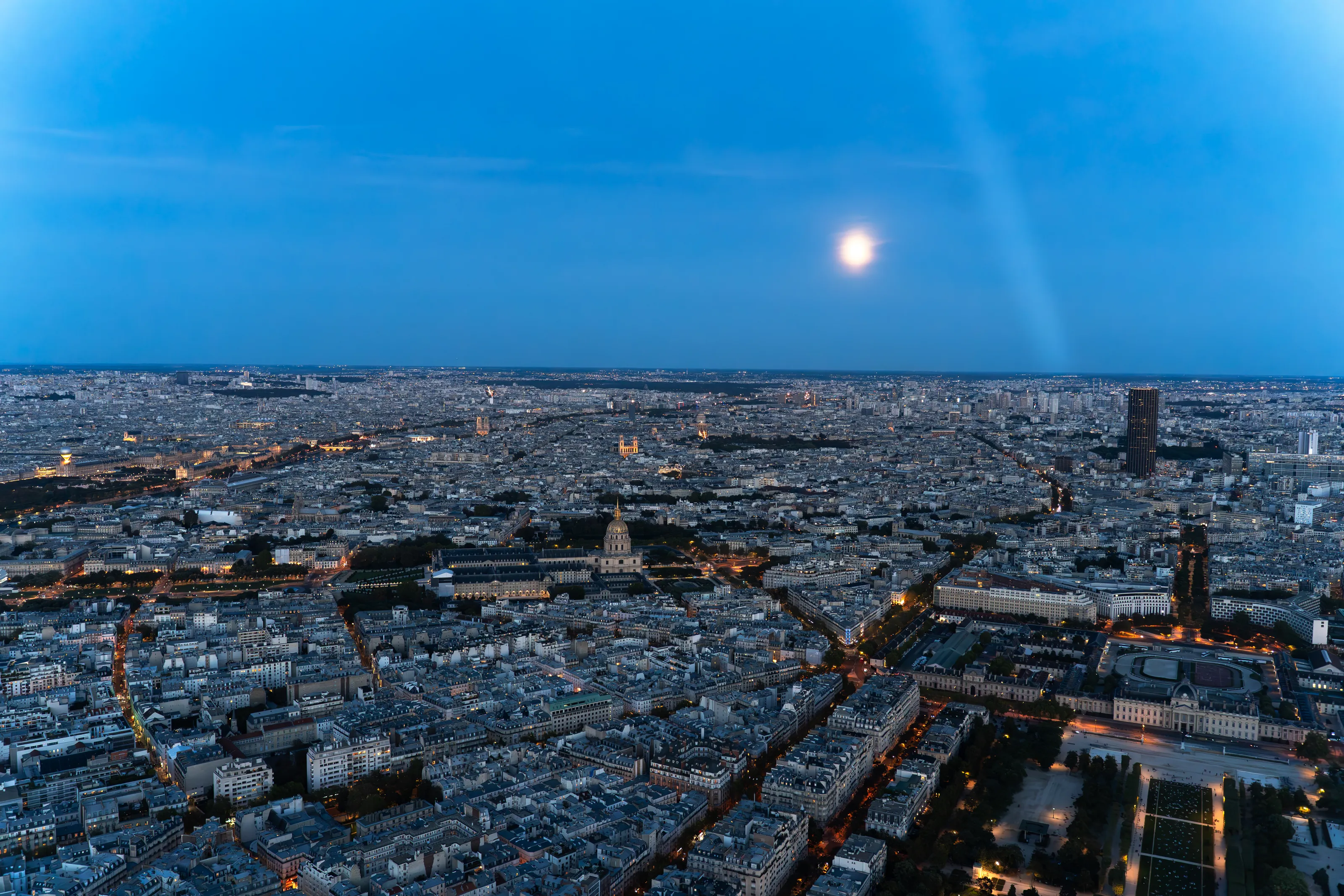 Moon shining over Paris