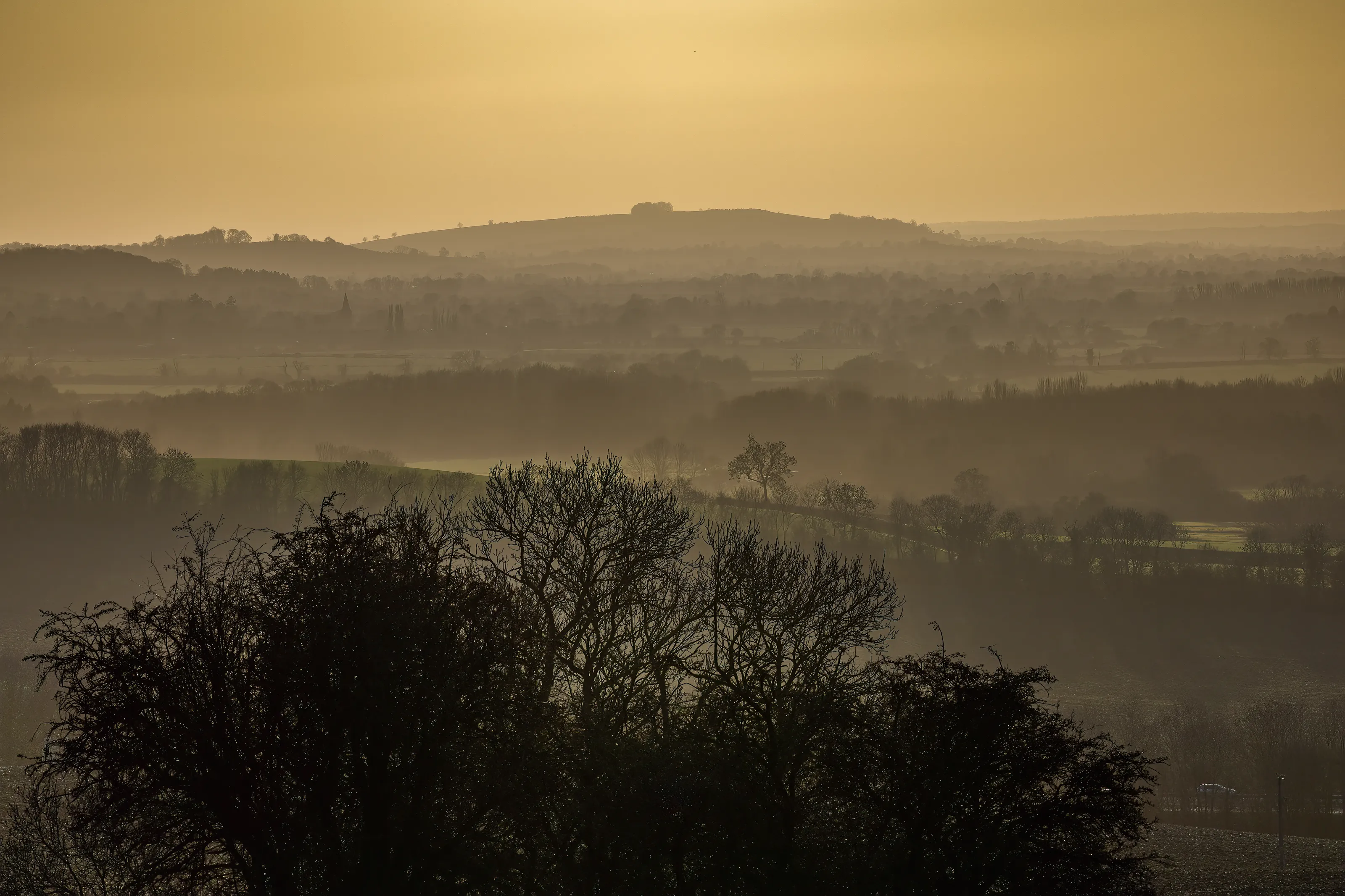 Boxing Day misty view from Burton Dassett hills