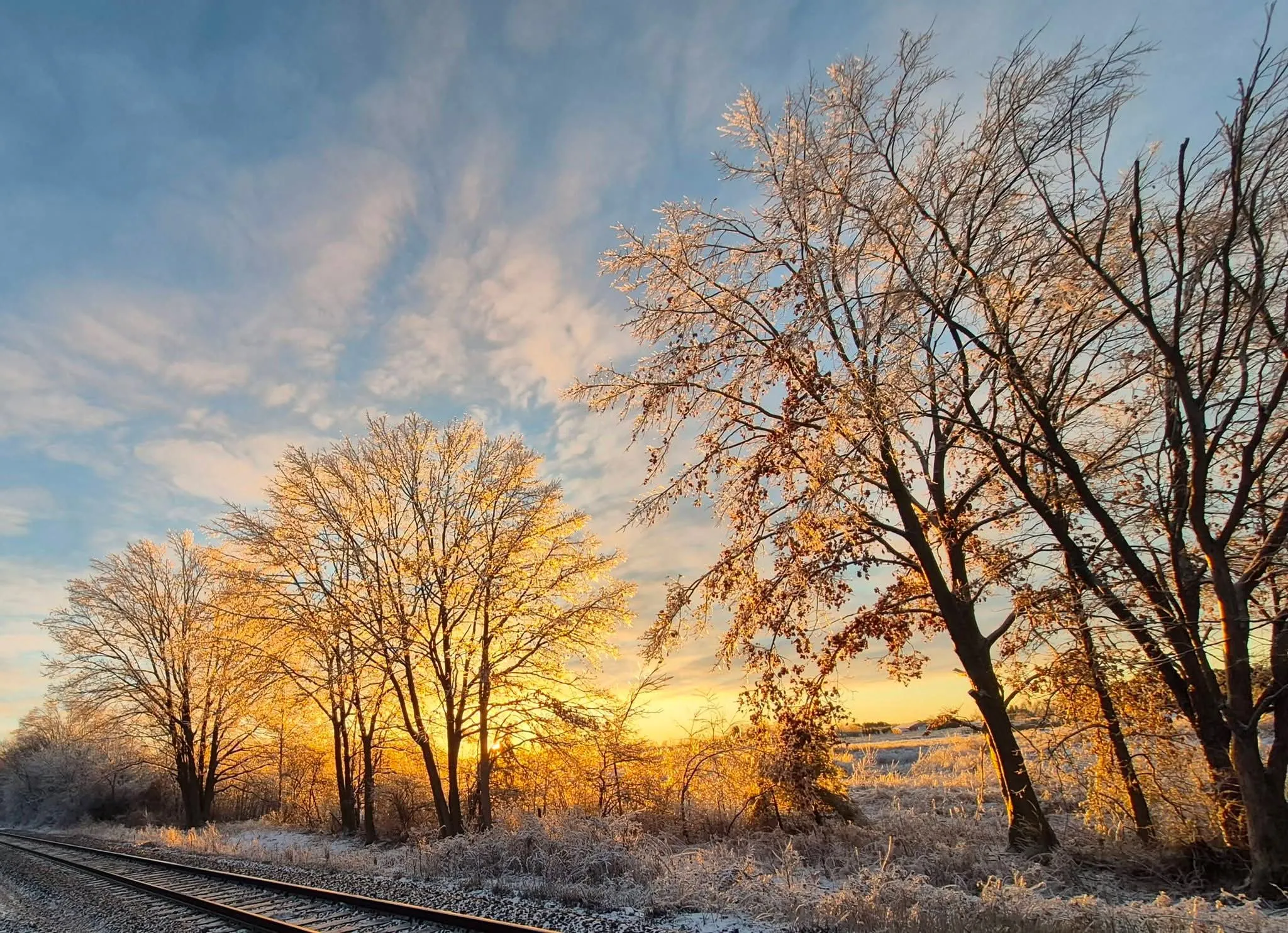 Sunrise after an icestorm