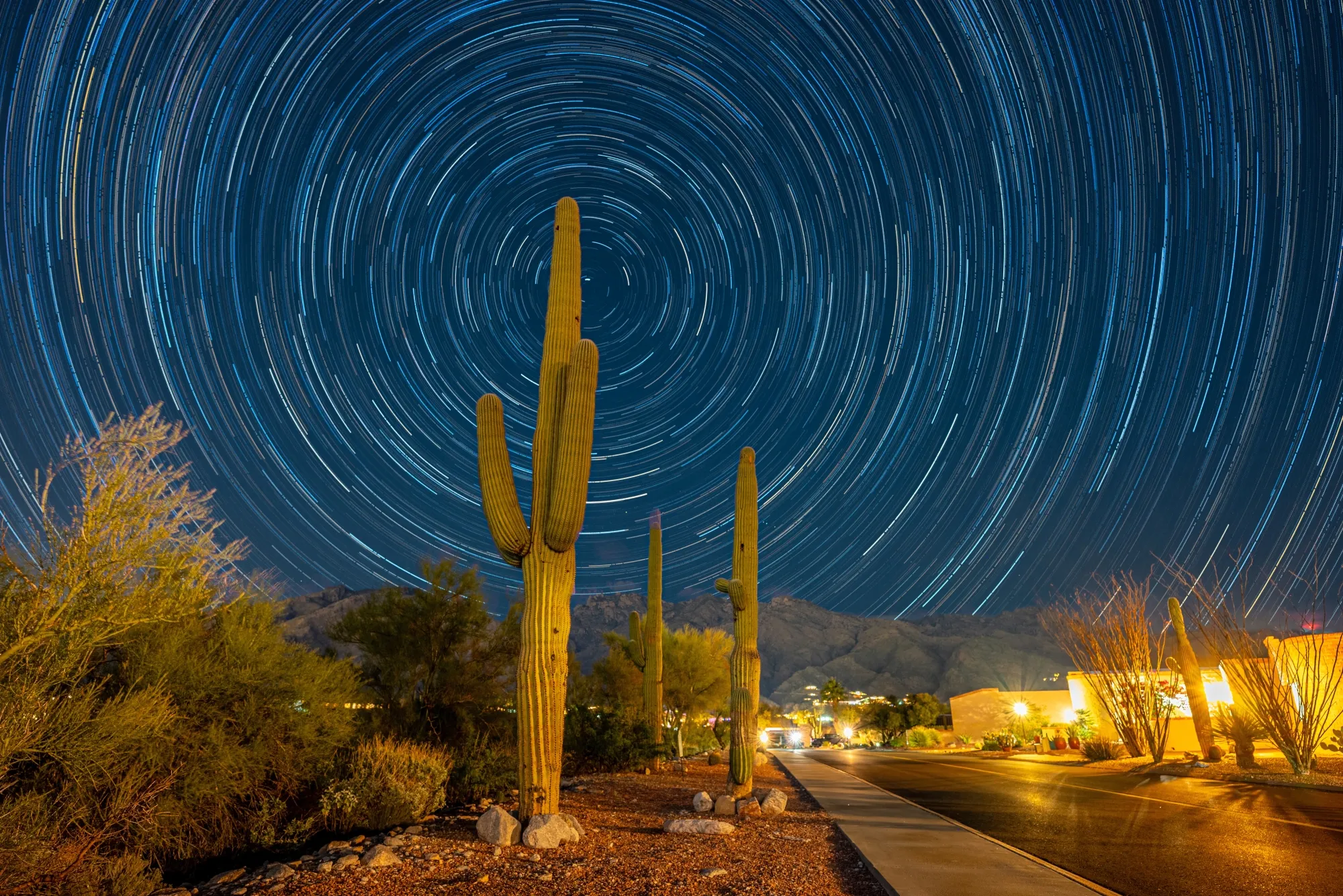 Start Trails in Tucson, AZ, December 25, 2025
