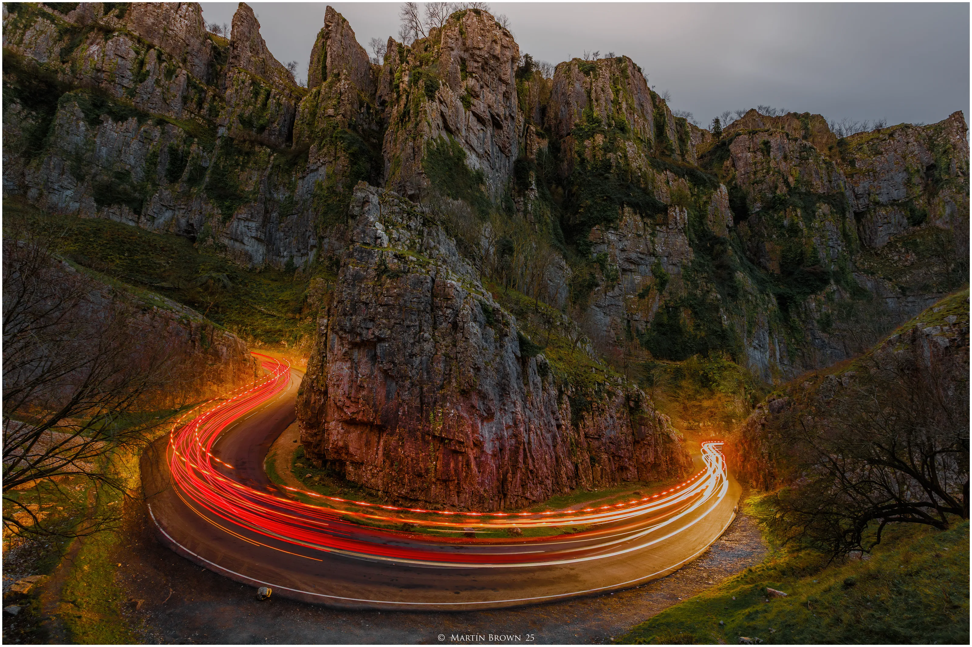 "Chasing the Curve: Light Trails Through the Gorge"