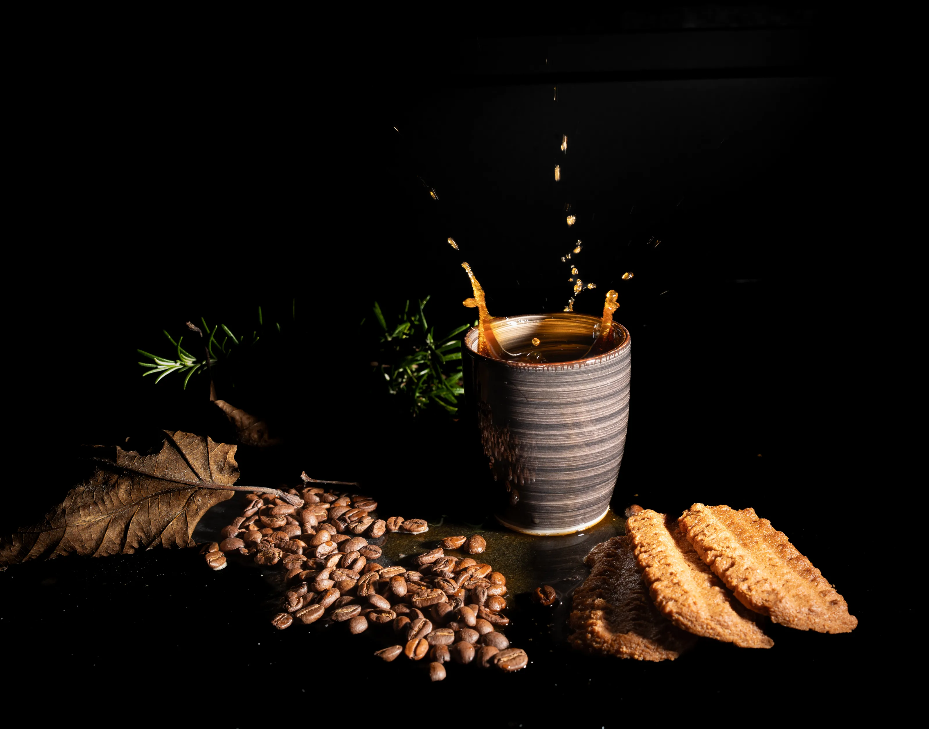 Hot coffee on a cold winter day