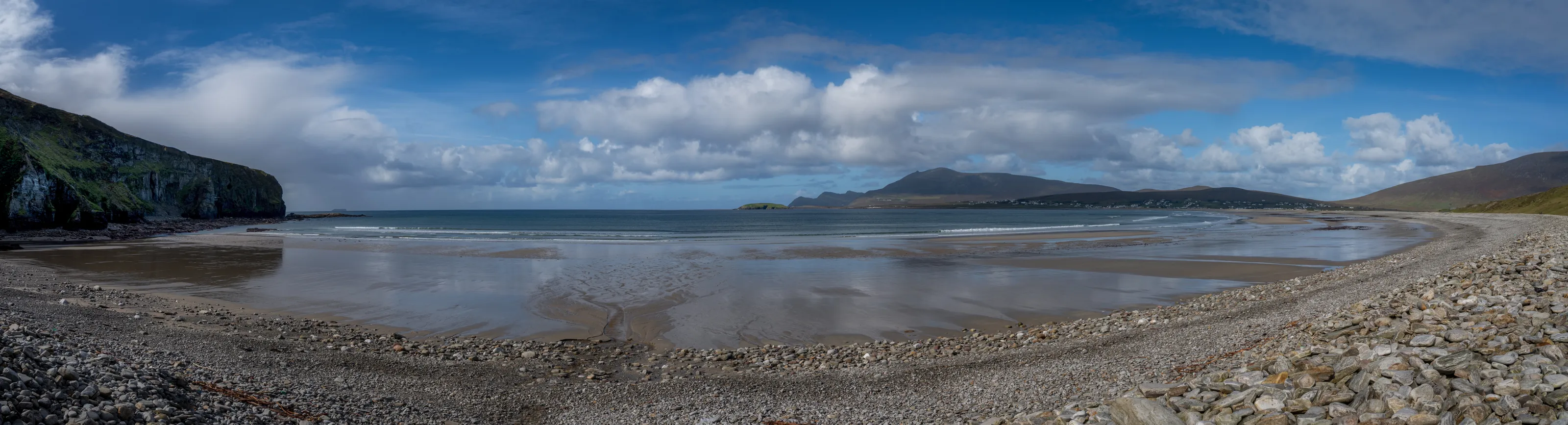 Panoramic photo of Keel Beach on Achill Island, Ireland