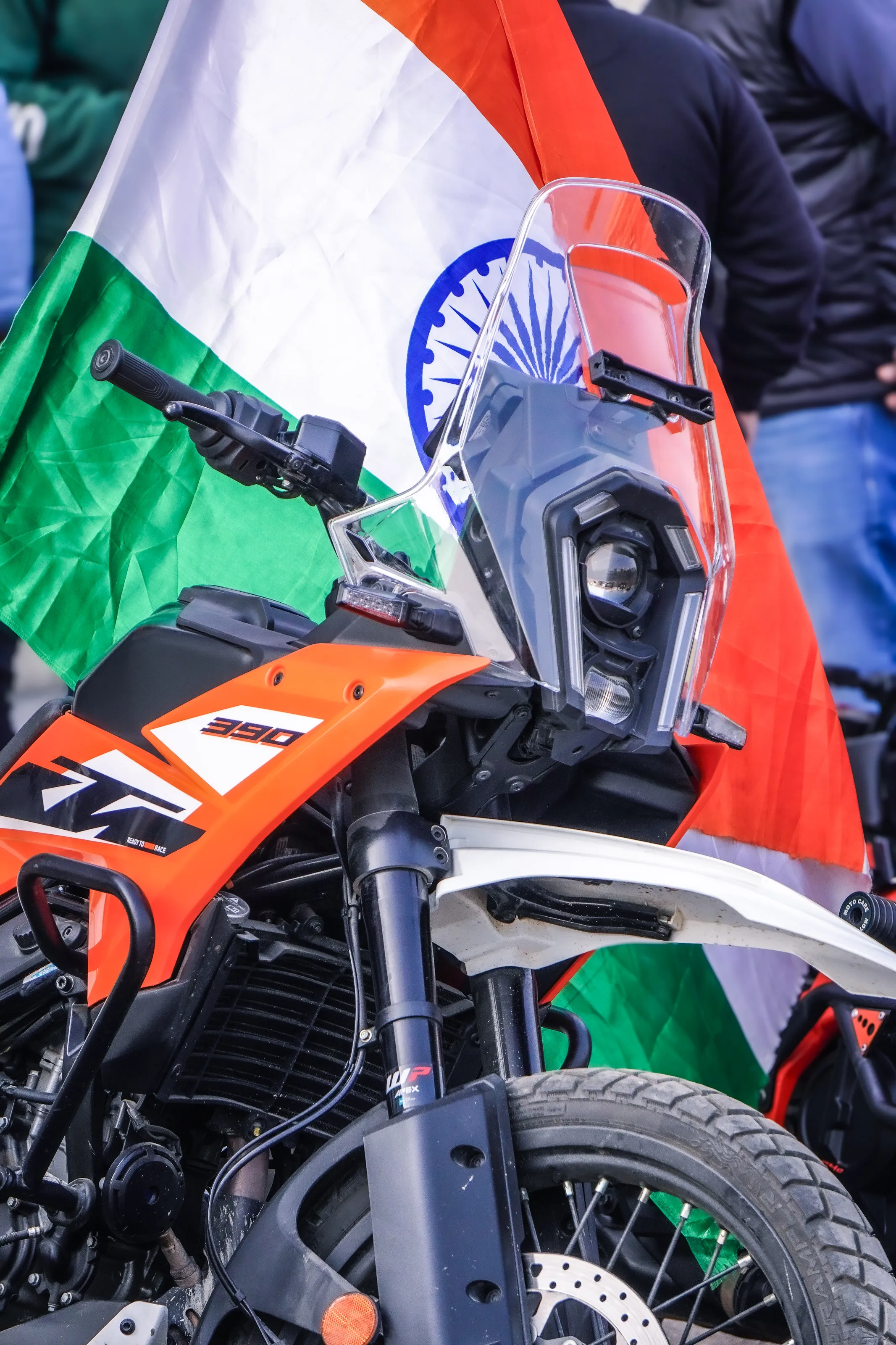 Bike in front of flag