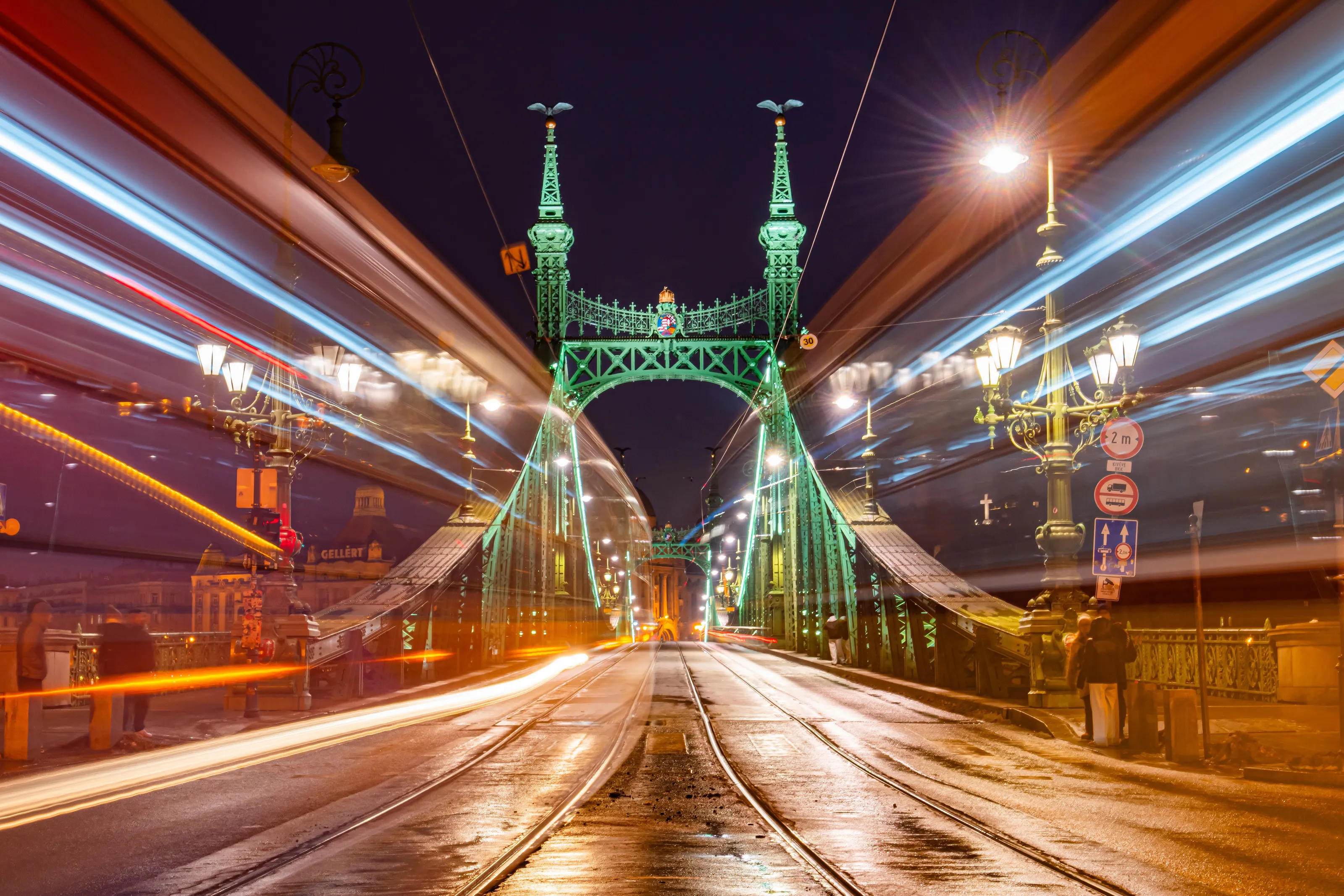 Budapest Trams Passing in the Night
