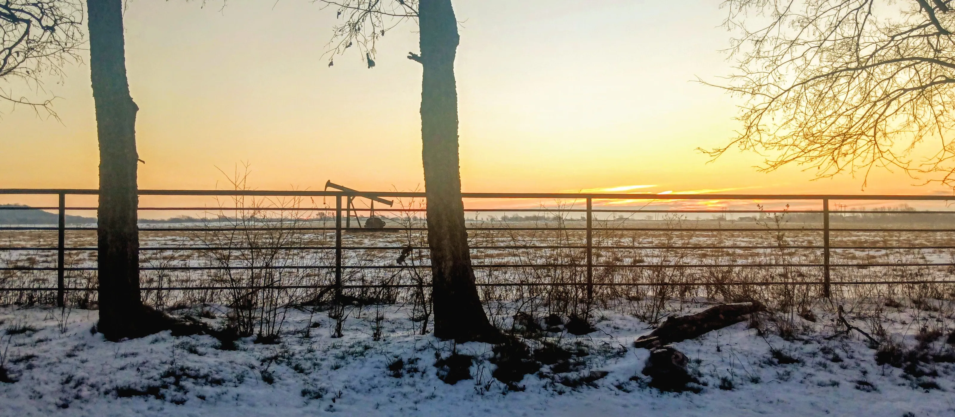 Sunrise in Oklahoma snow