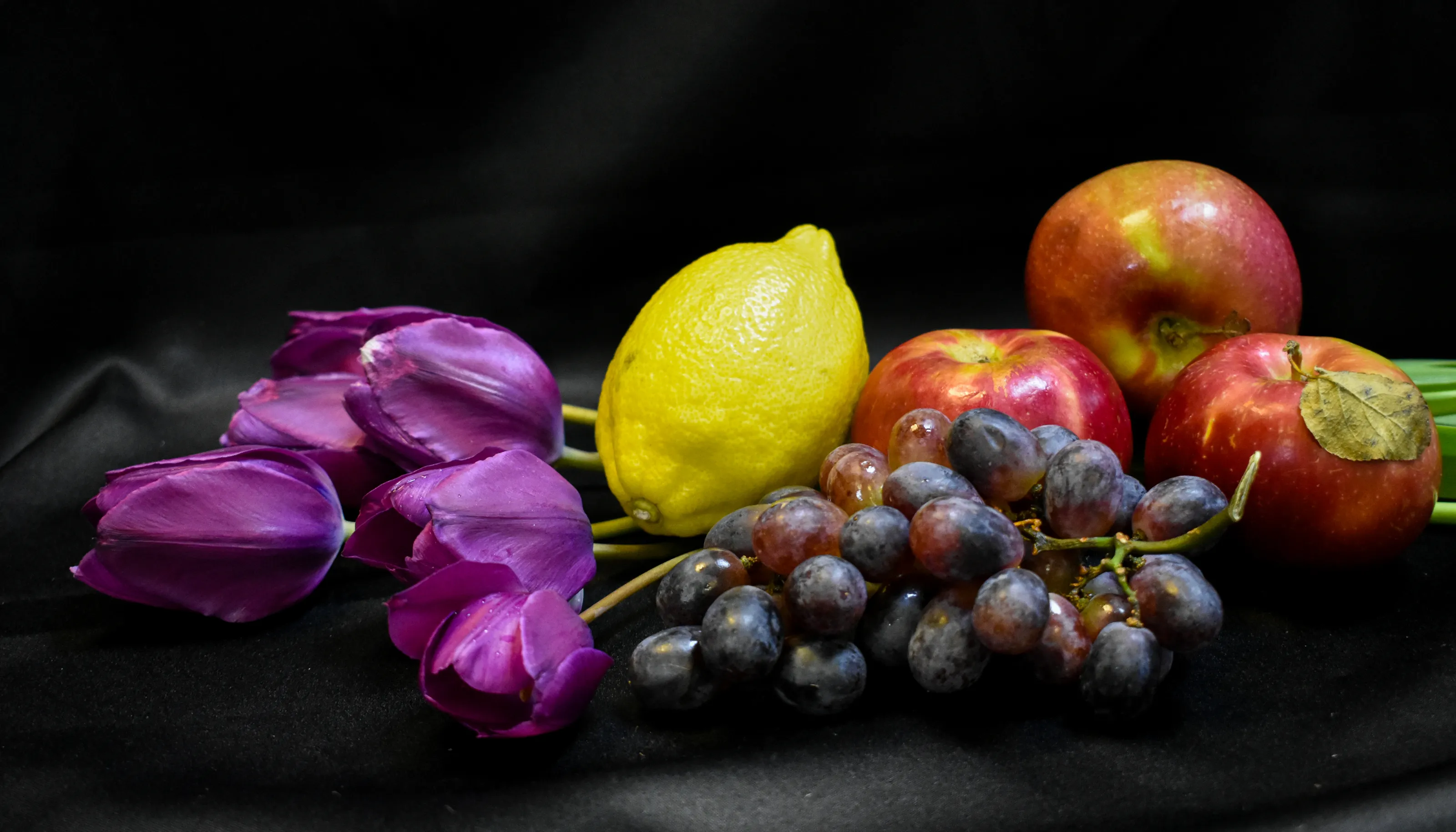 Creative Still Life of Fruit and Flowers Together