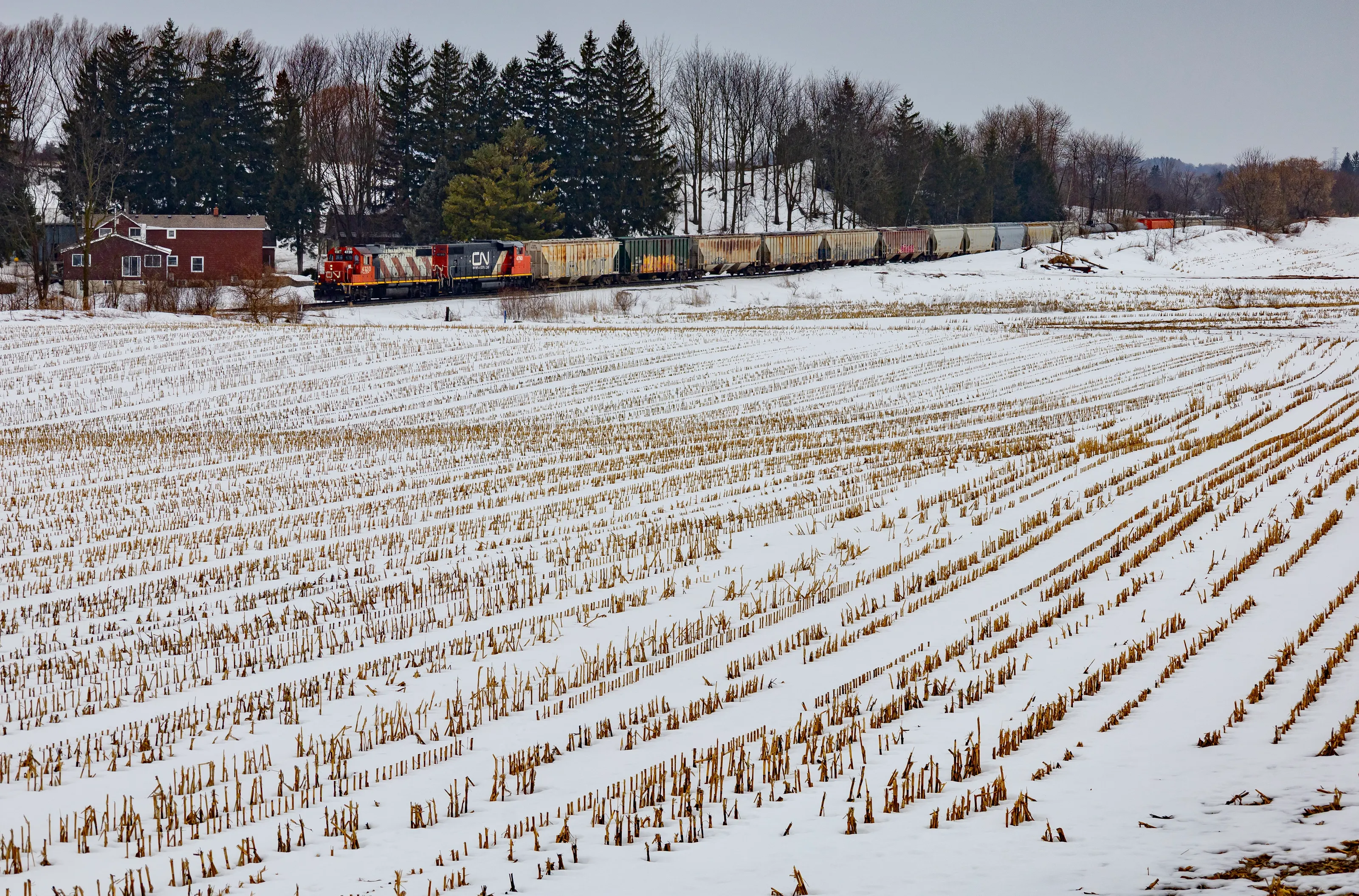 Farm fields & freight trains