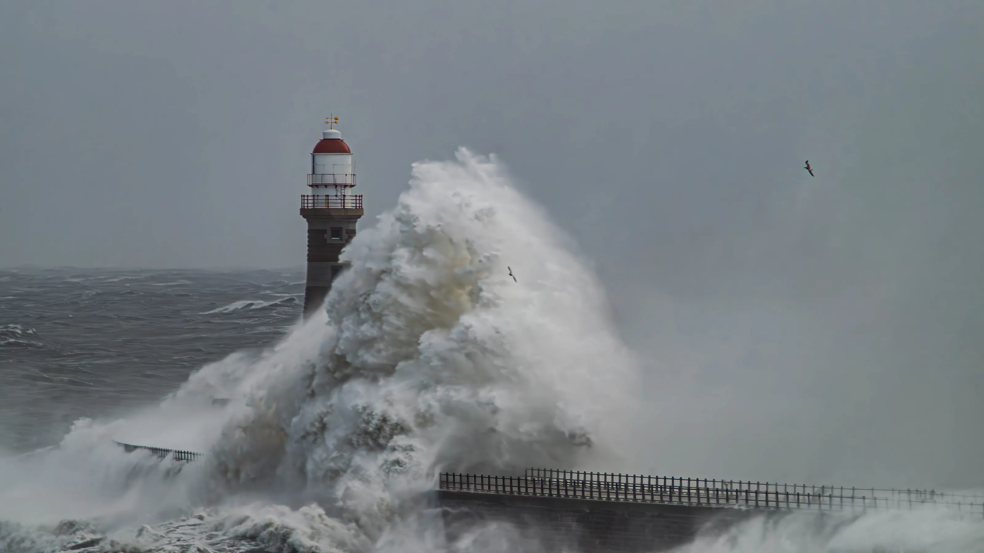 Roker Pier battered with waves