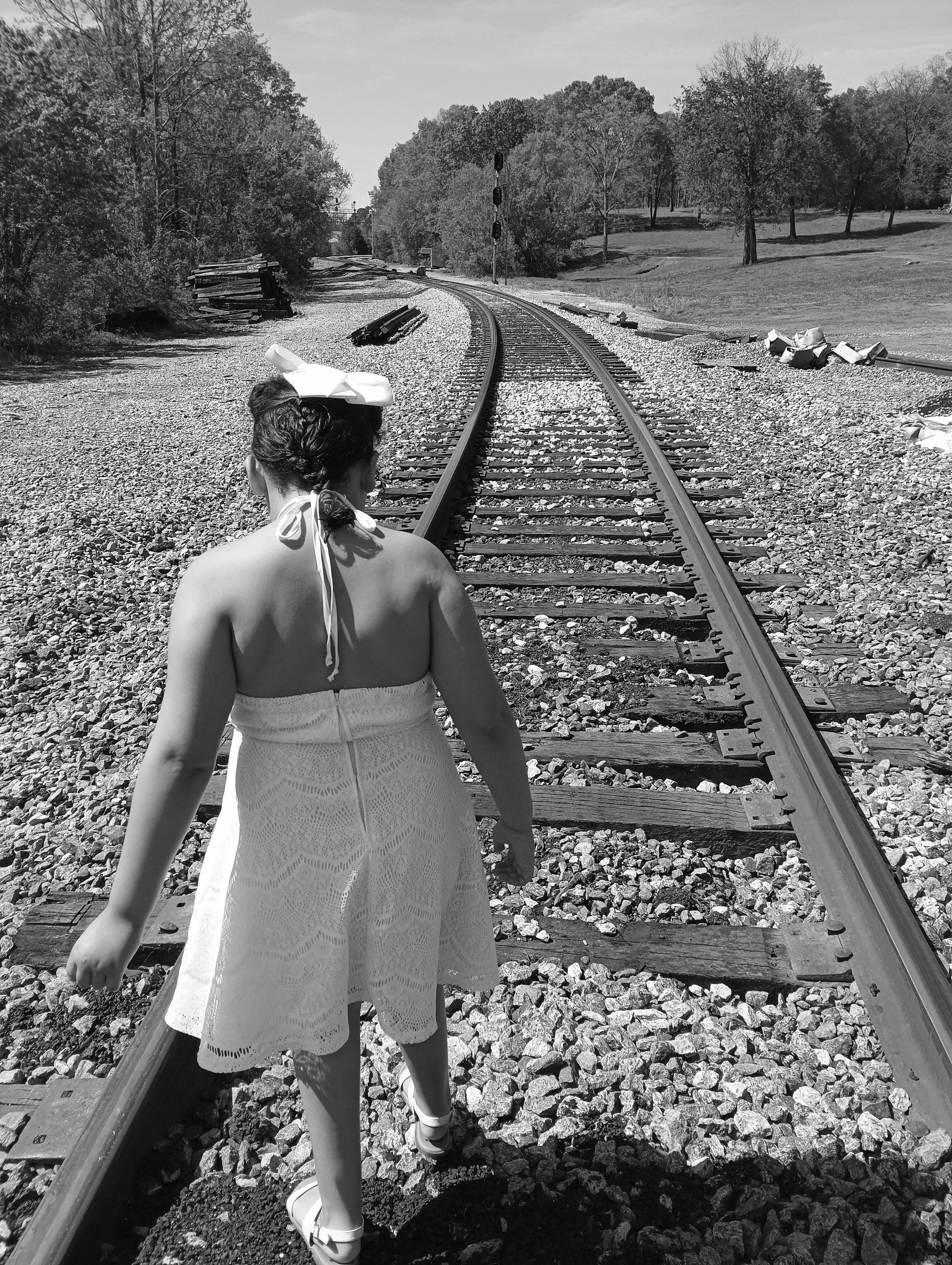 A girl on the tracks